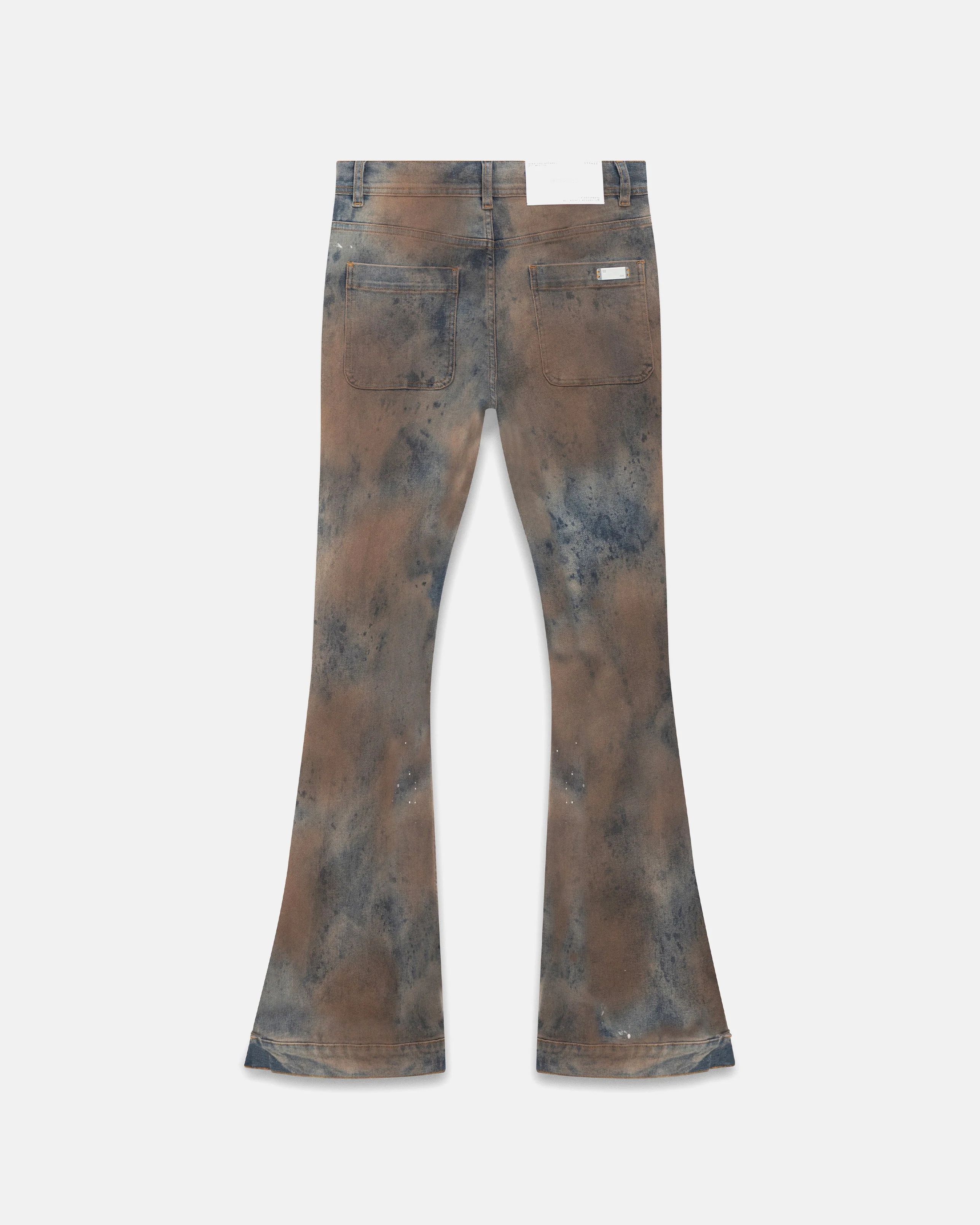 94' Riveted Painted Flare Jeans Gothic Blue - Image 3