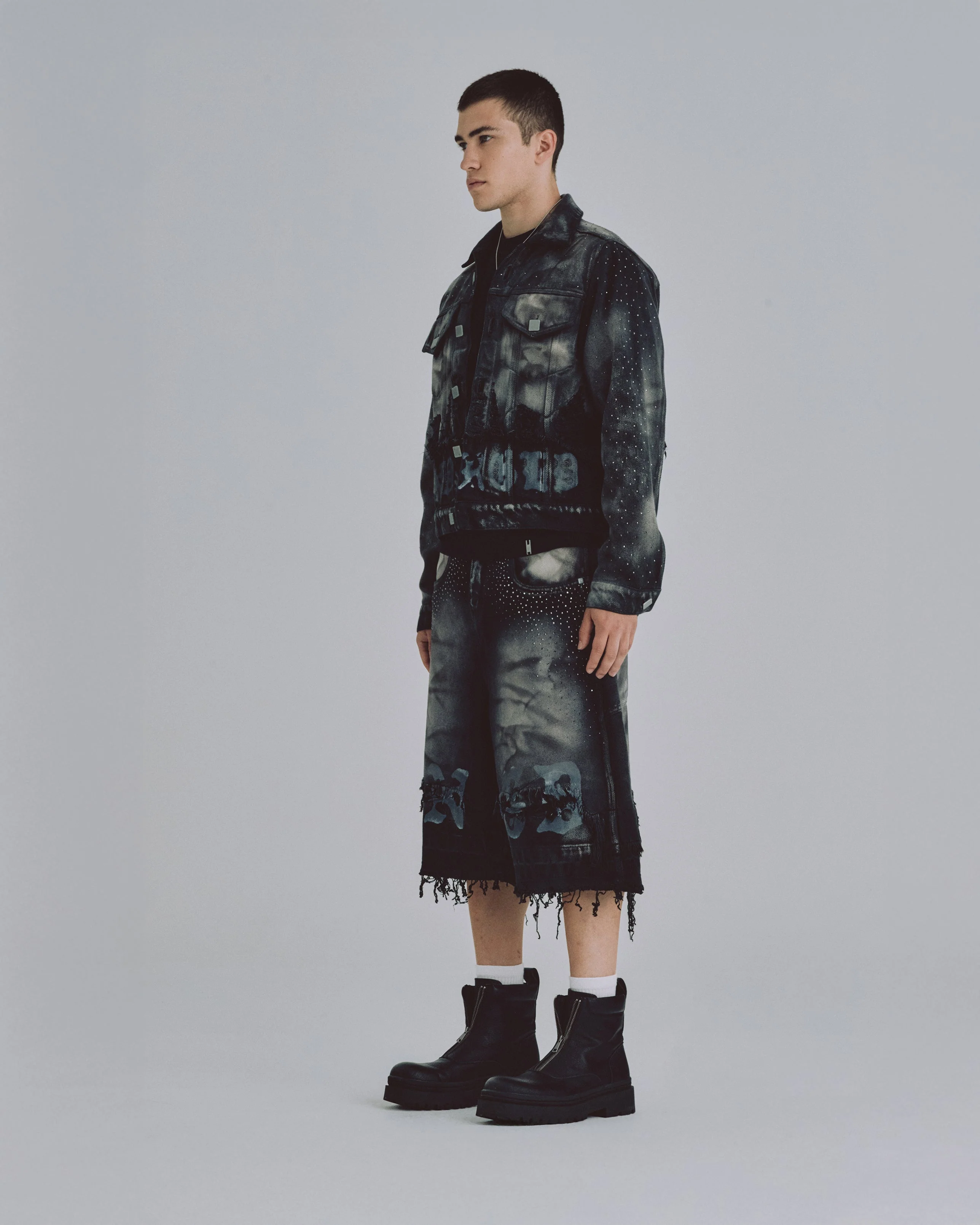 94' UNDRGLD Double Destroyed Jorts Vintage Gray - Image 5