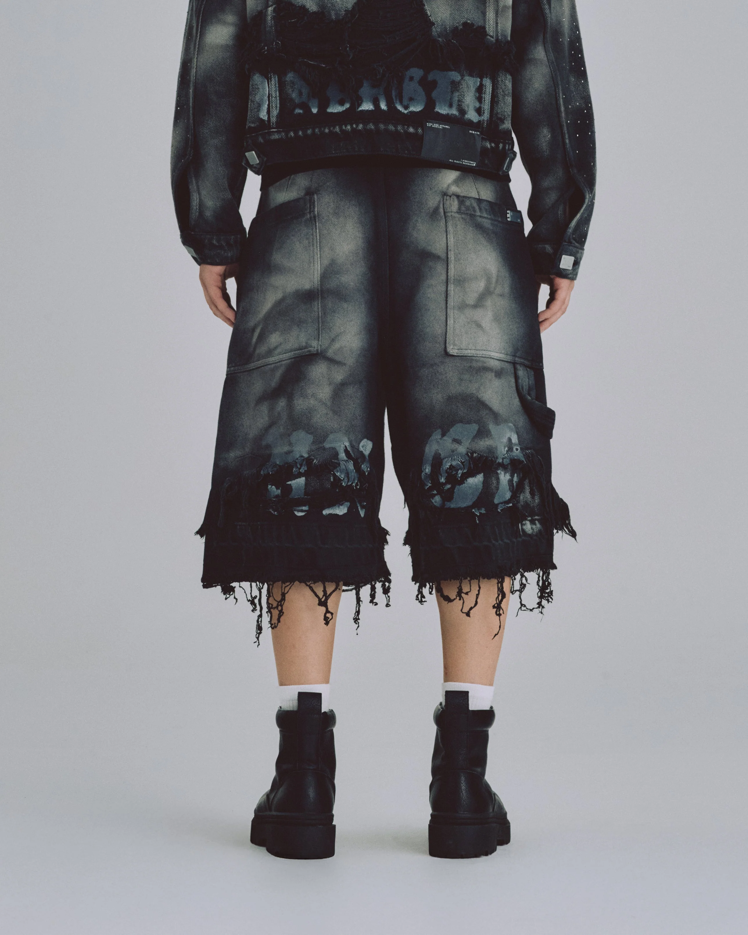 94' UNDRGLD Double Destroyed Jorts Vintage Gray - Image 7