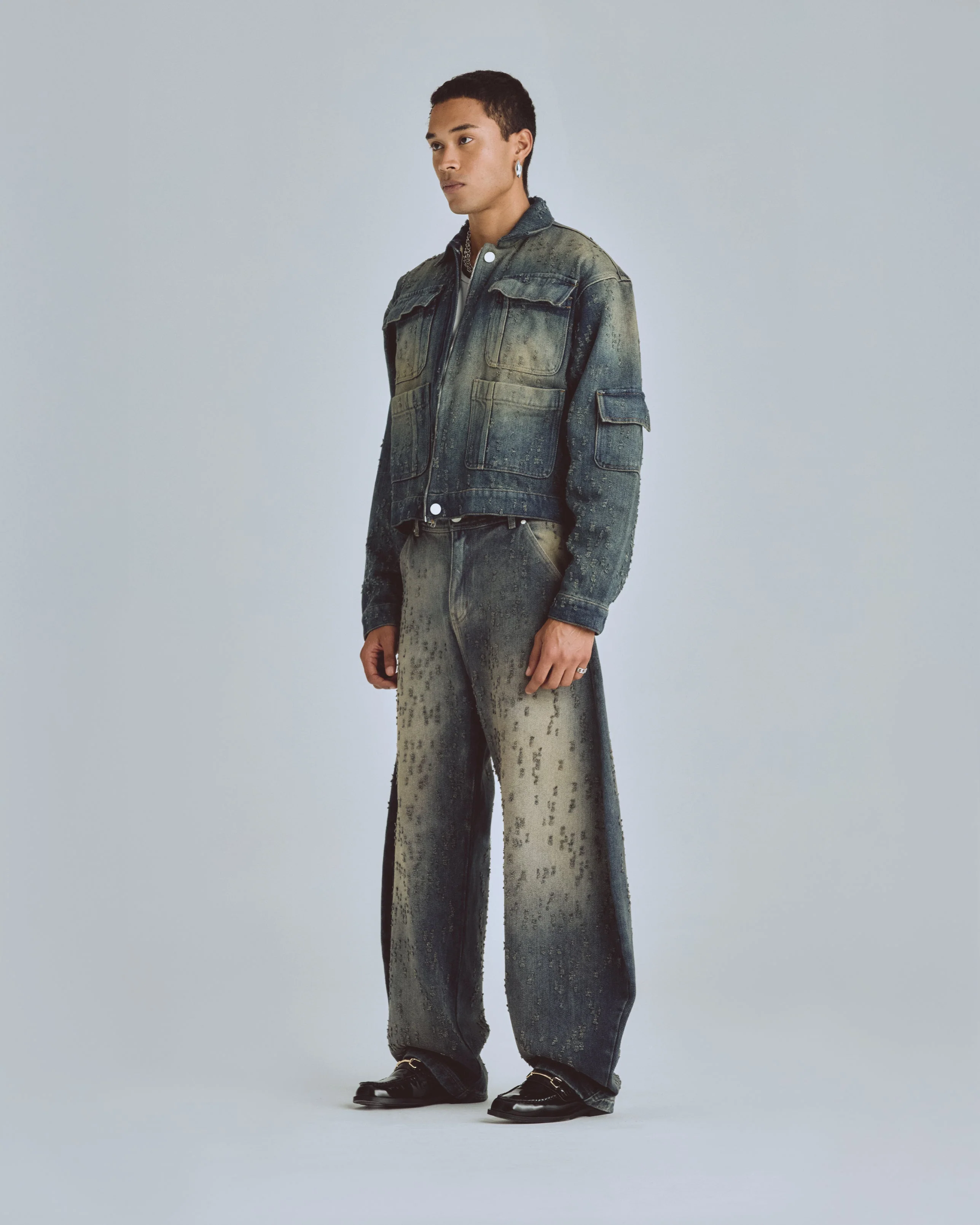 Agnus Dei U Ripped Barrel Jean Dirty Blue - Image 5