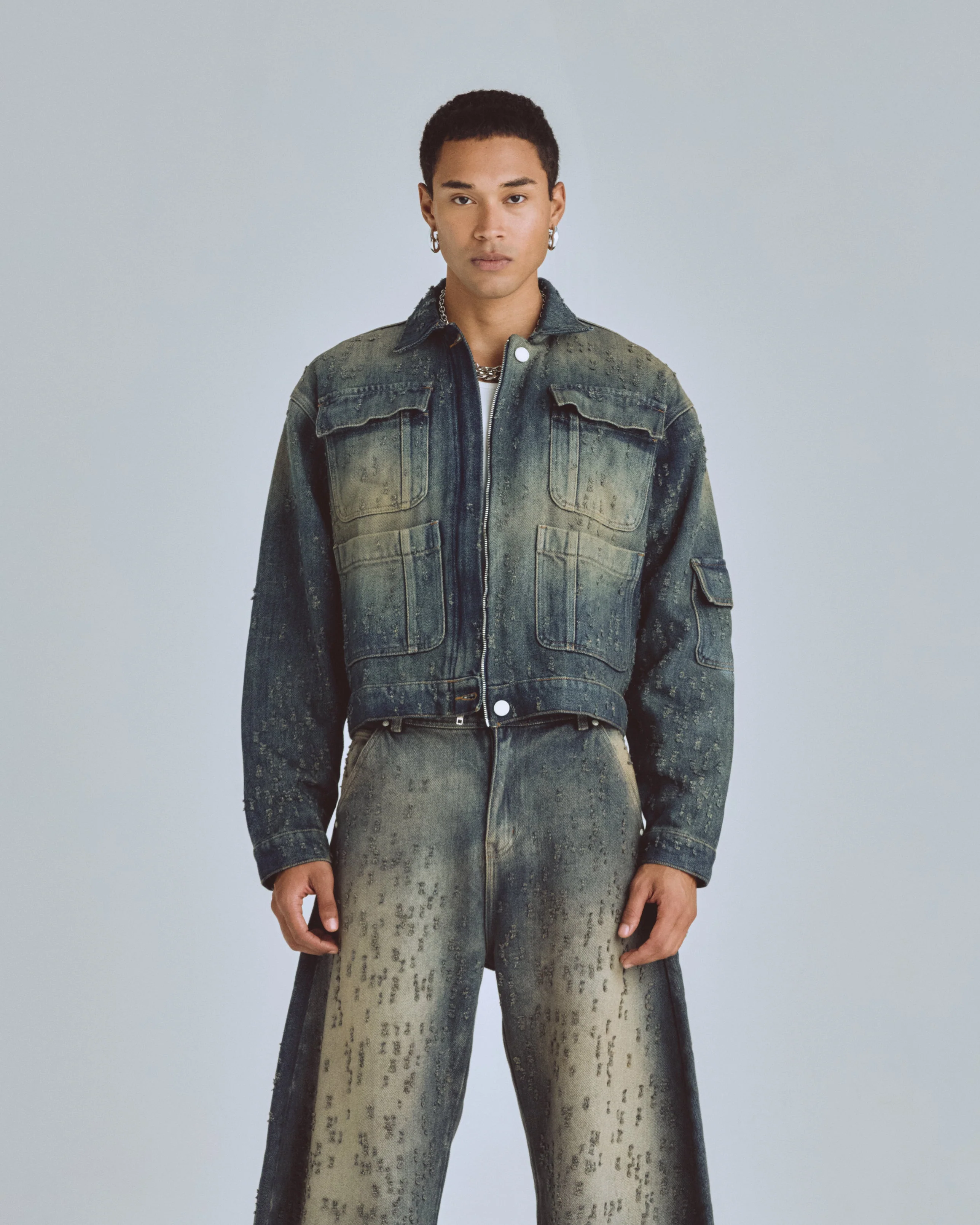 Agnus Dei Undrgld Ripped Jacket Dirty Blue - Image 2