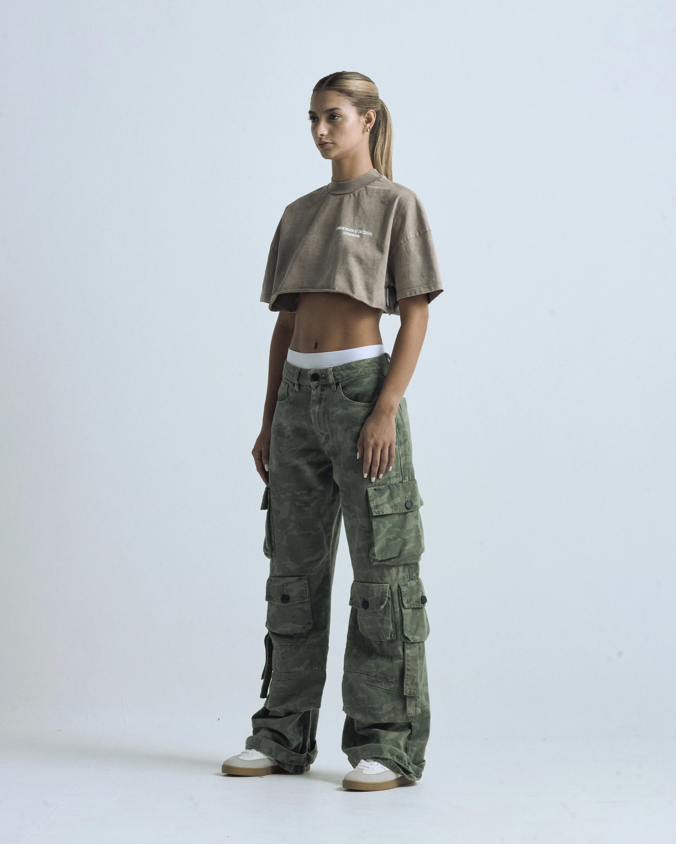 W Basics MultiPocket Cargo Jean Green Camo - Image 6