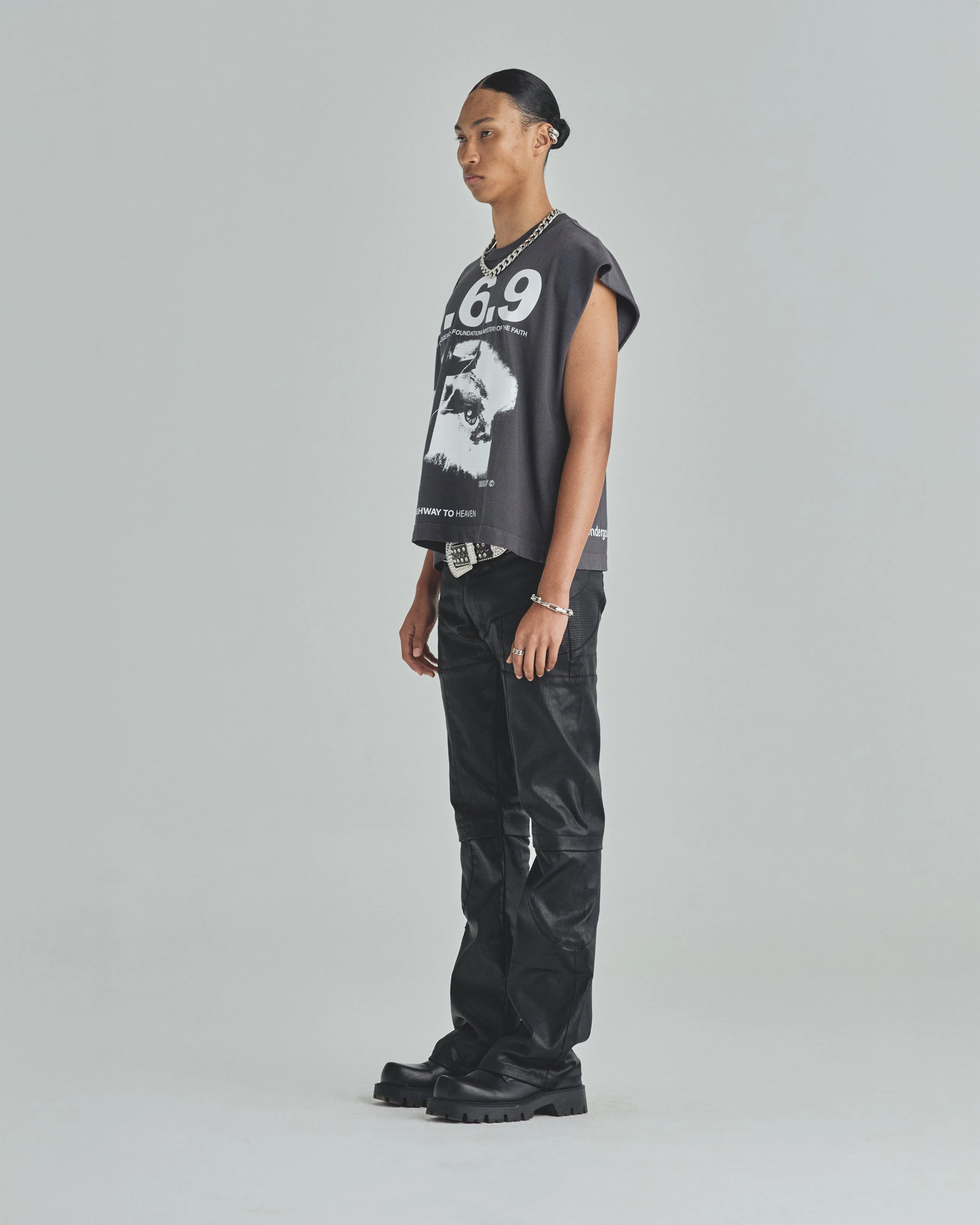 Basics Pleather Flare Pants Black - Image 5
