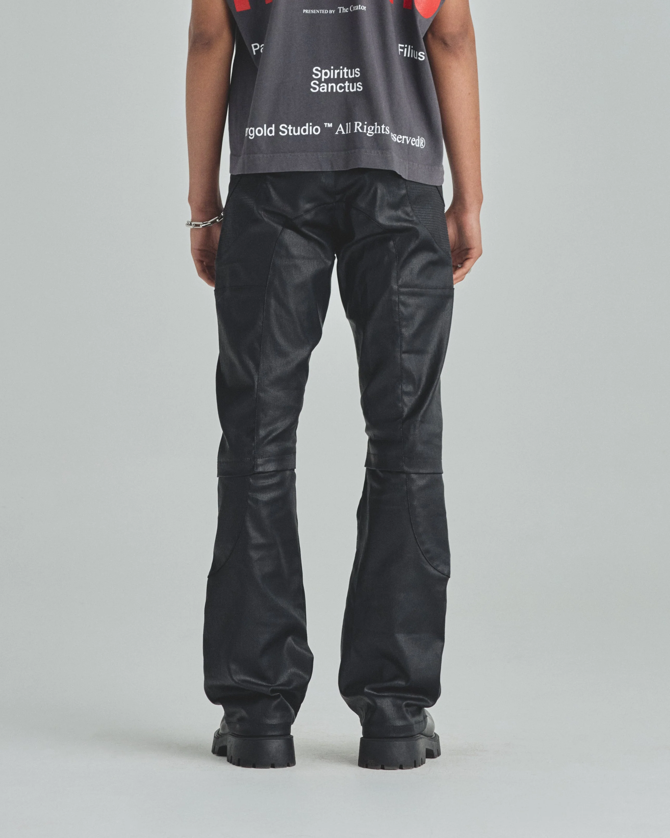 Basics Pleather Flare Pants Black - Image 7