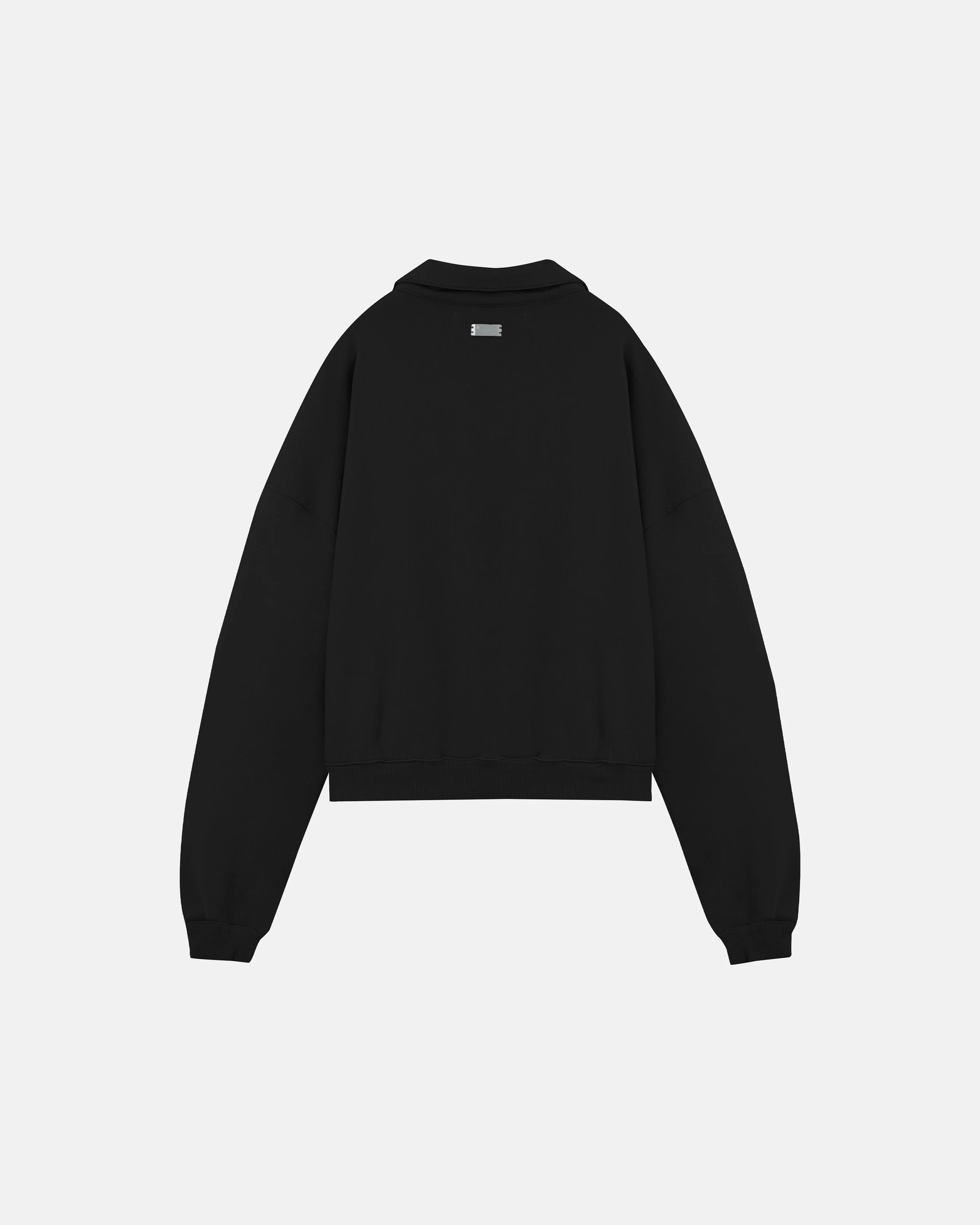 Basics Polo Collar Boxy Fit Hoodie Black - Image 3