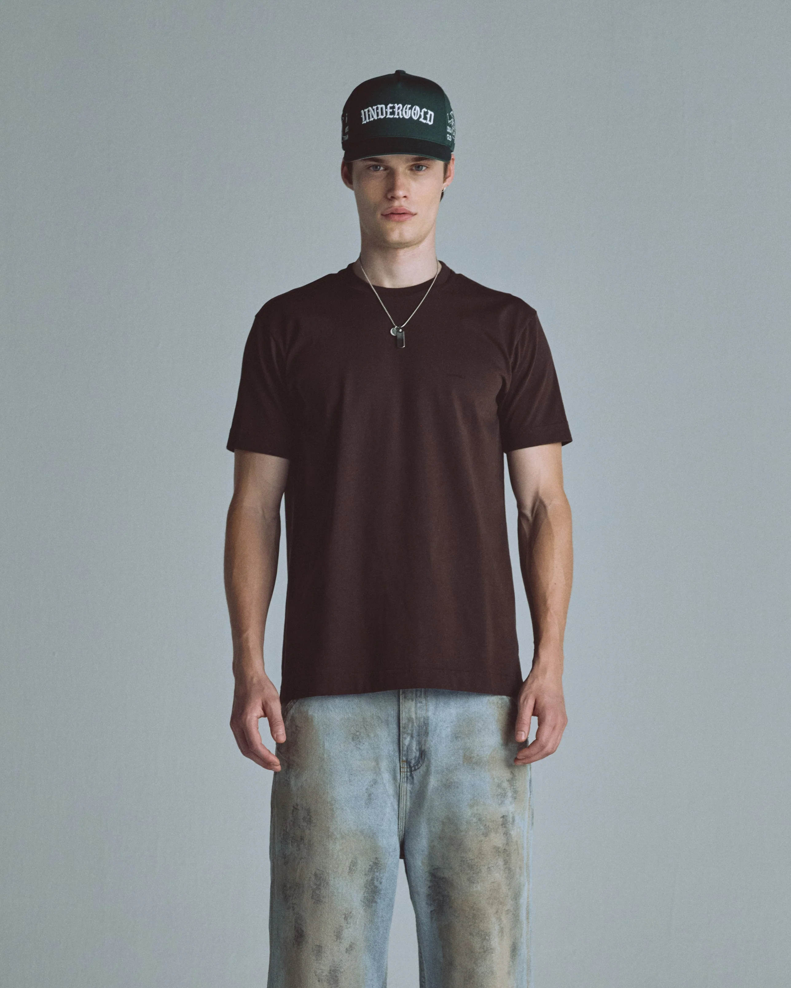 Basics Tiny Logo Regular Fit Tshirt Brown - Image 2