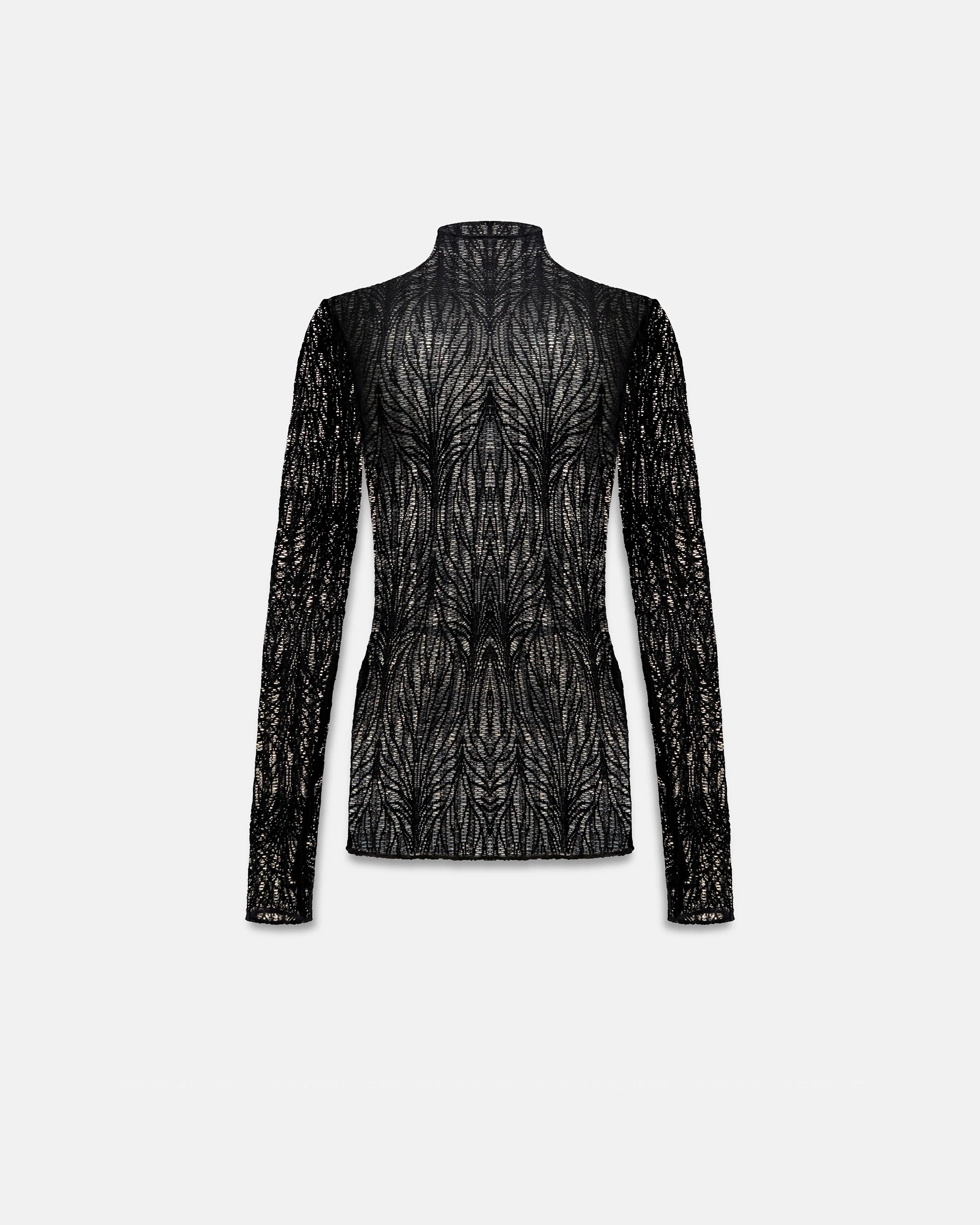 Basics Turtle Neck Top Transparent Black
