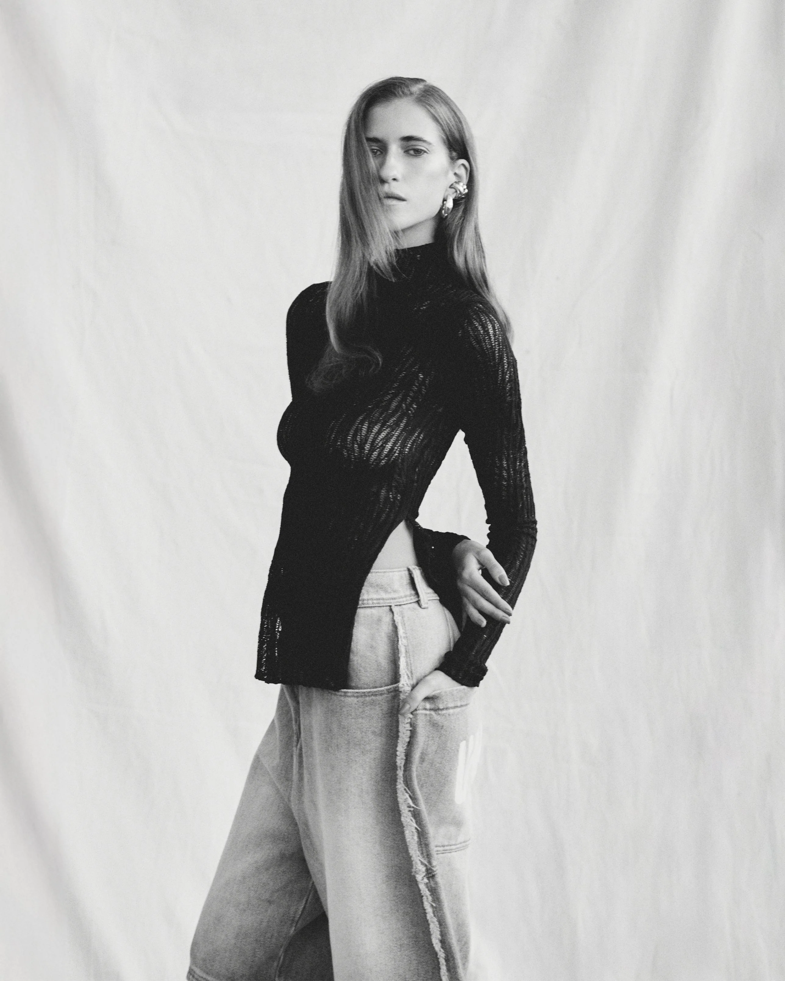 Basics Turtle Neck Top Transparent Black - Image 2