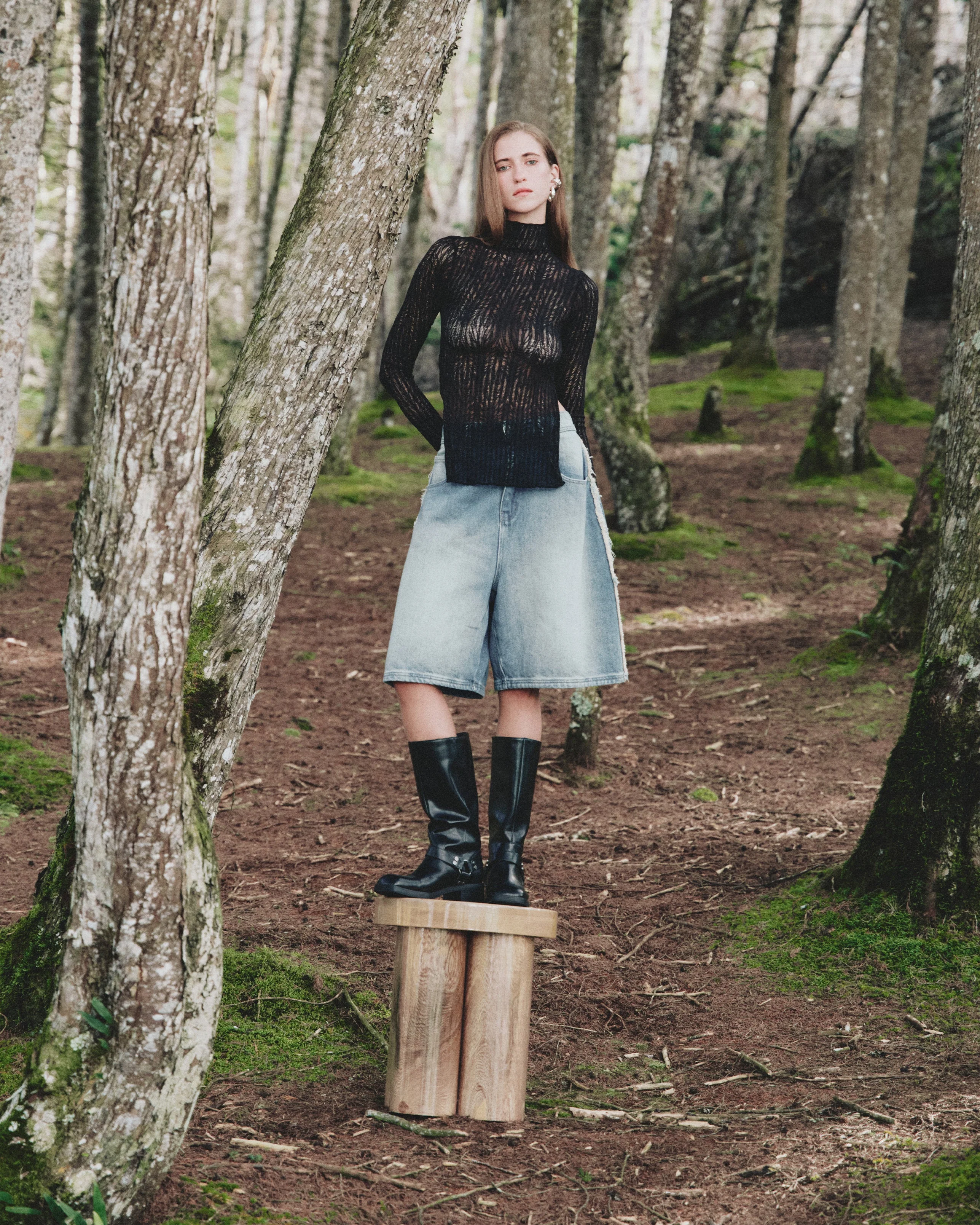 Basics Turtle Neck Top Transparent Black - Image 5