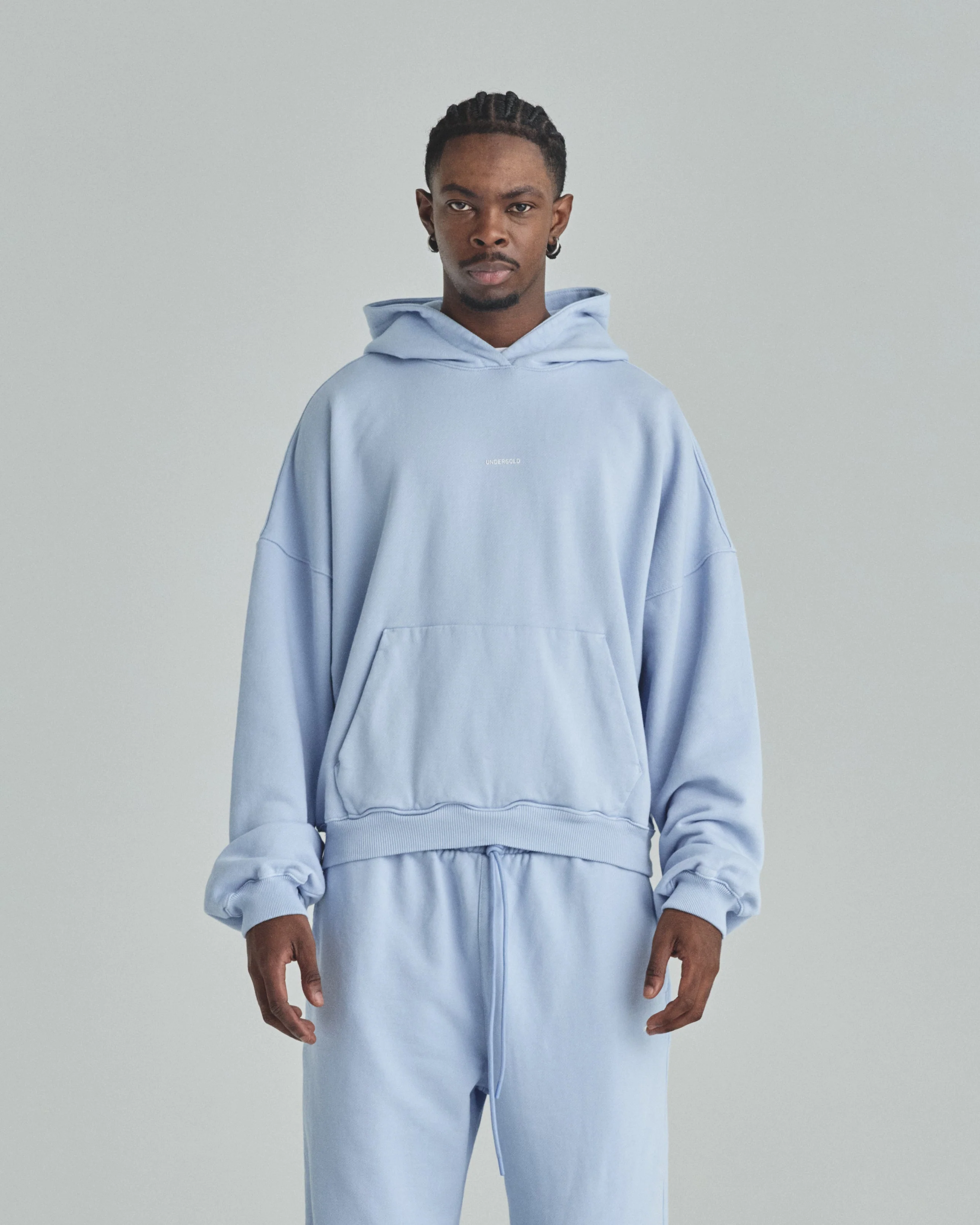 Basics Undergold Boxy Fit Hoodie Light Blue - Image 8