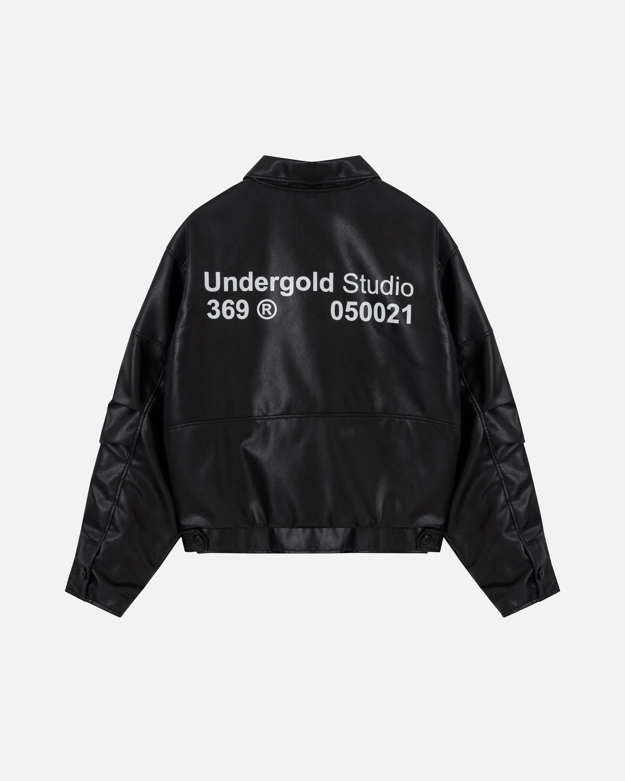 Basics Undergold Studio Leather Boxy Fit Jacket Black - Image 3