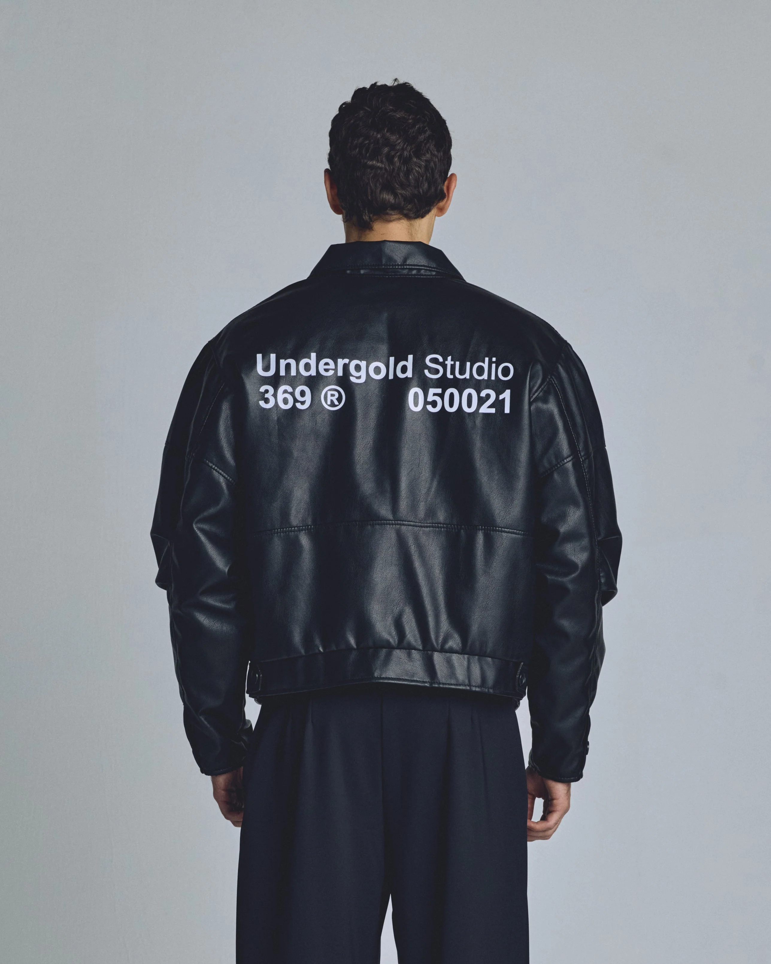 Basics Undergold Studio Leather Boxy Fit Jacket Black - Image 7