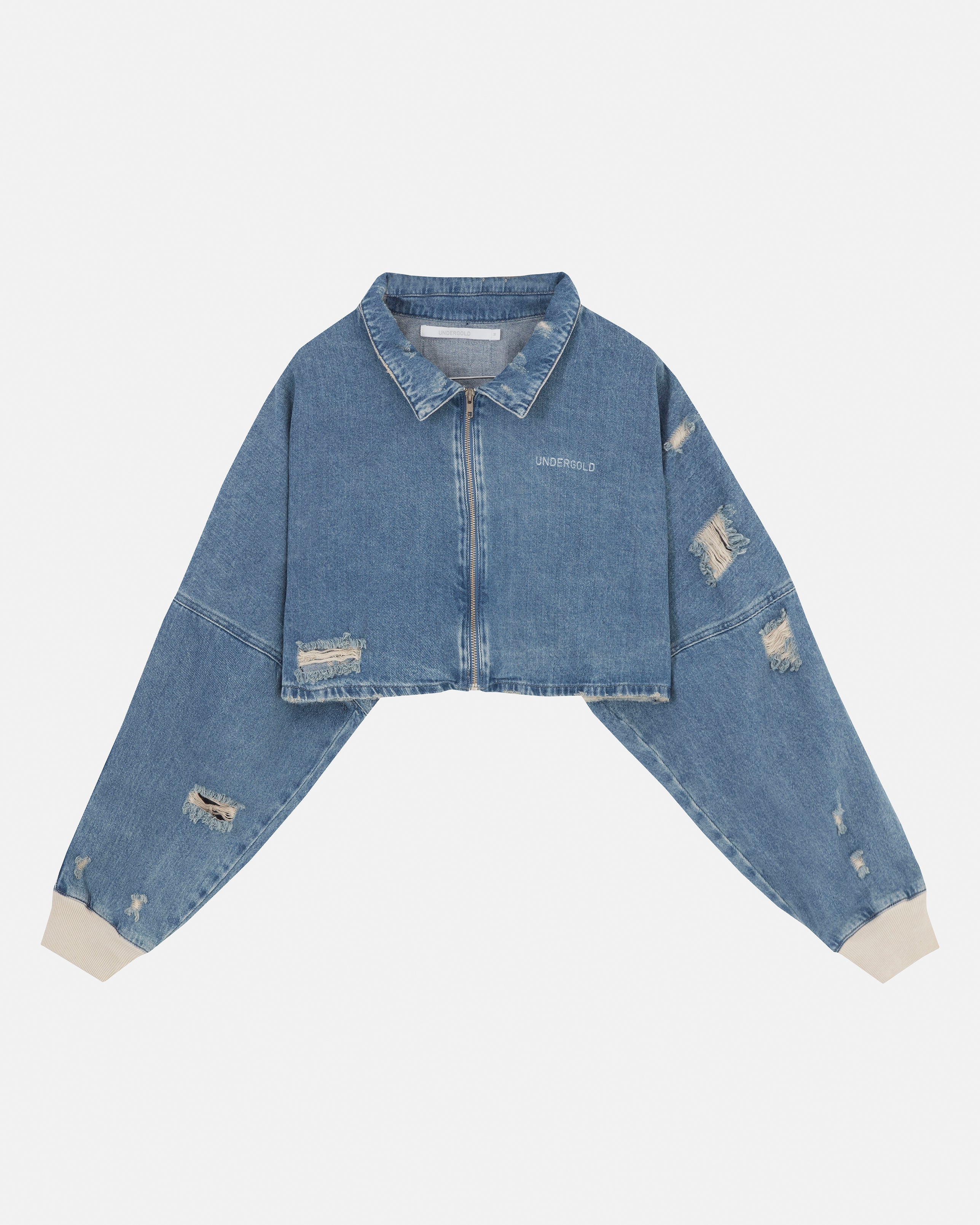 Basics UNDGLD Cropped Jacket Washed Blue - Image 3