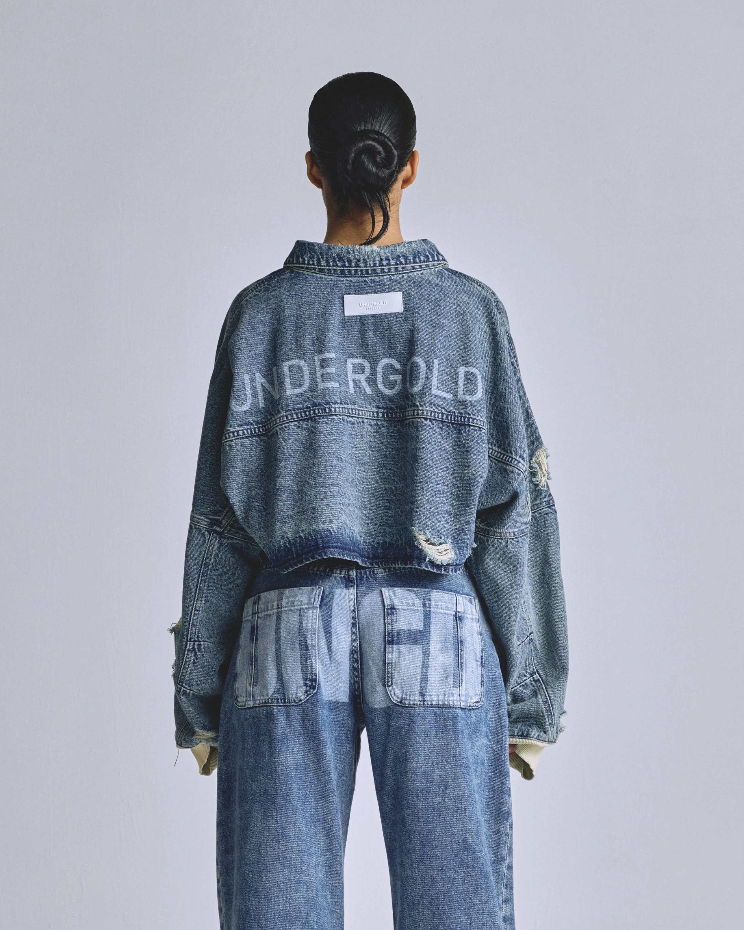 Basics UNDGLD Cropped Jacket Washed Blue - Image 7