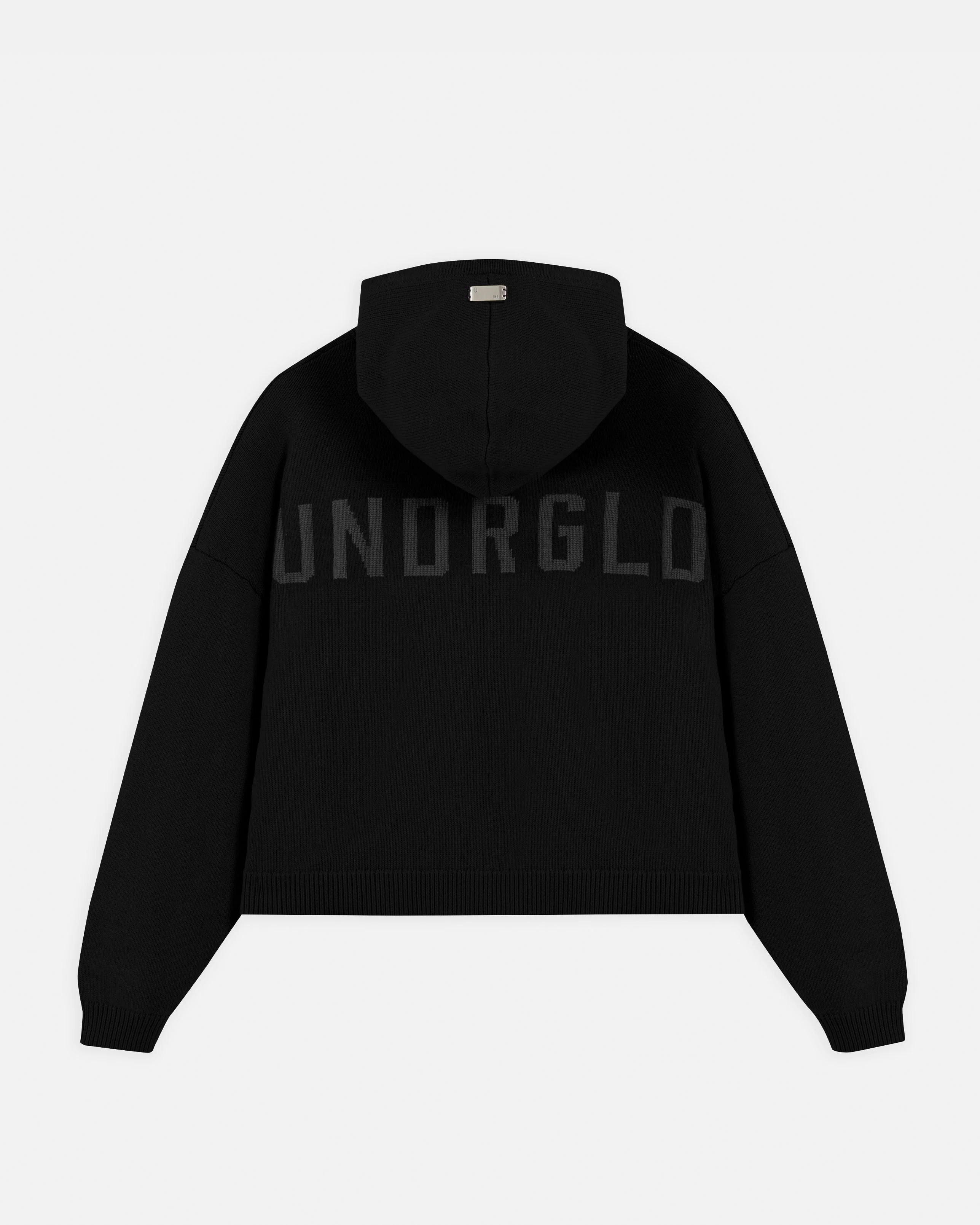 Basics UNDRGLD Knitted Hoodie Black - Image 3