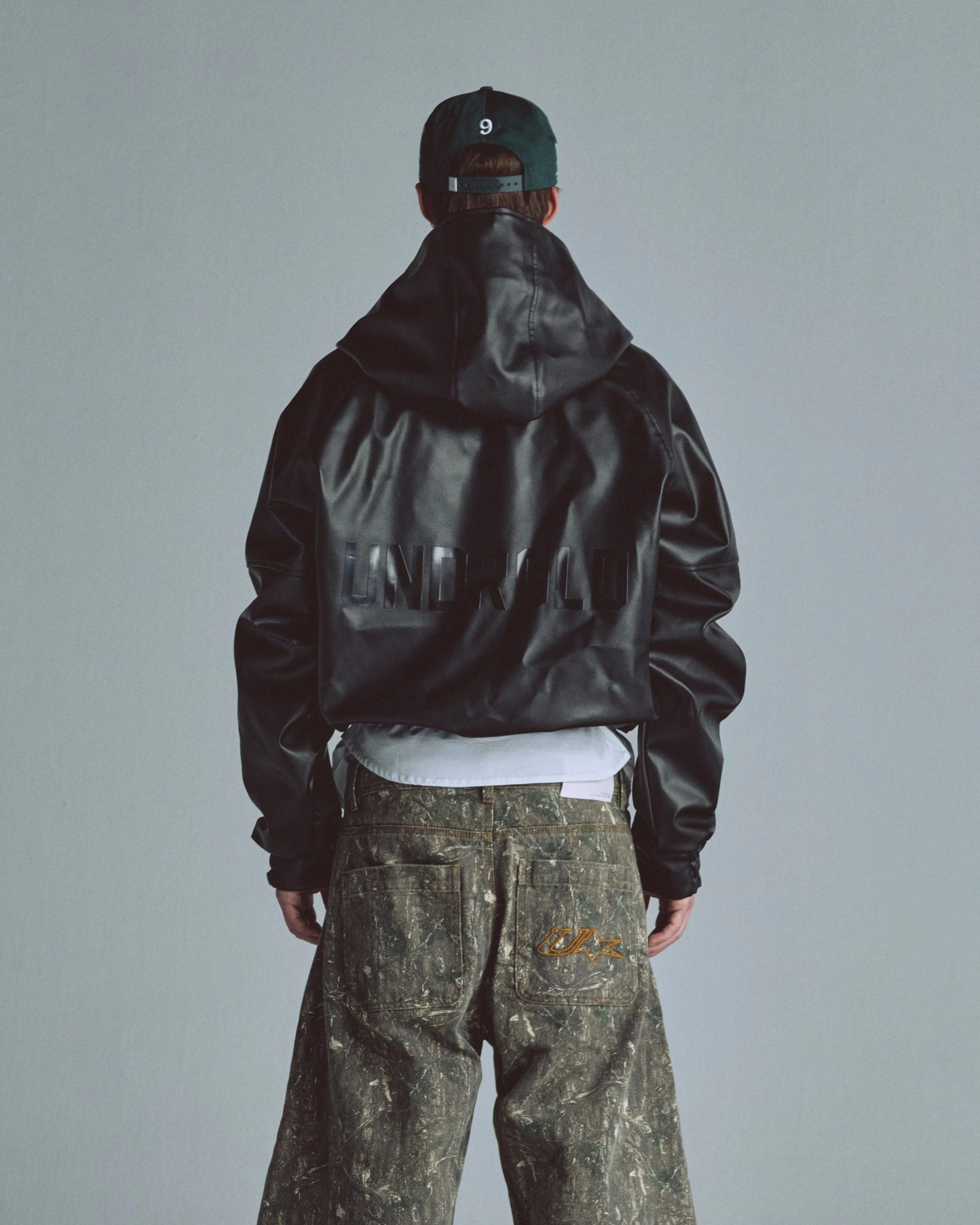 Basics UNDRGLD Leather Zip Up Hoodie Jacket Black - Image 7