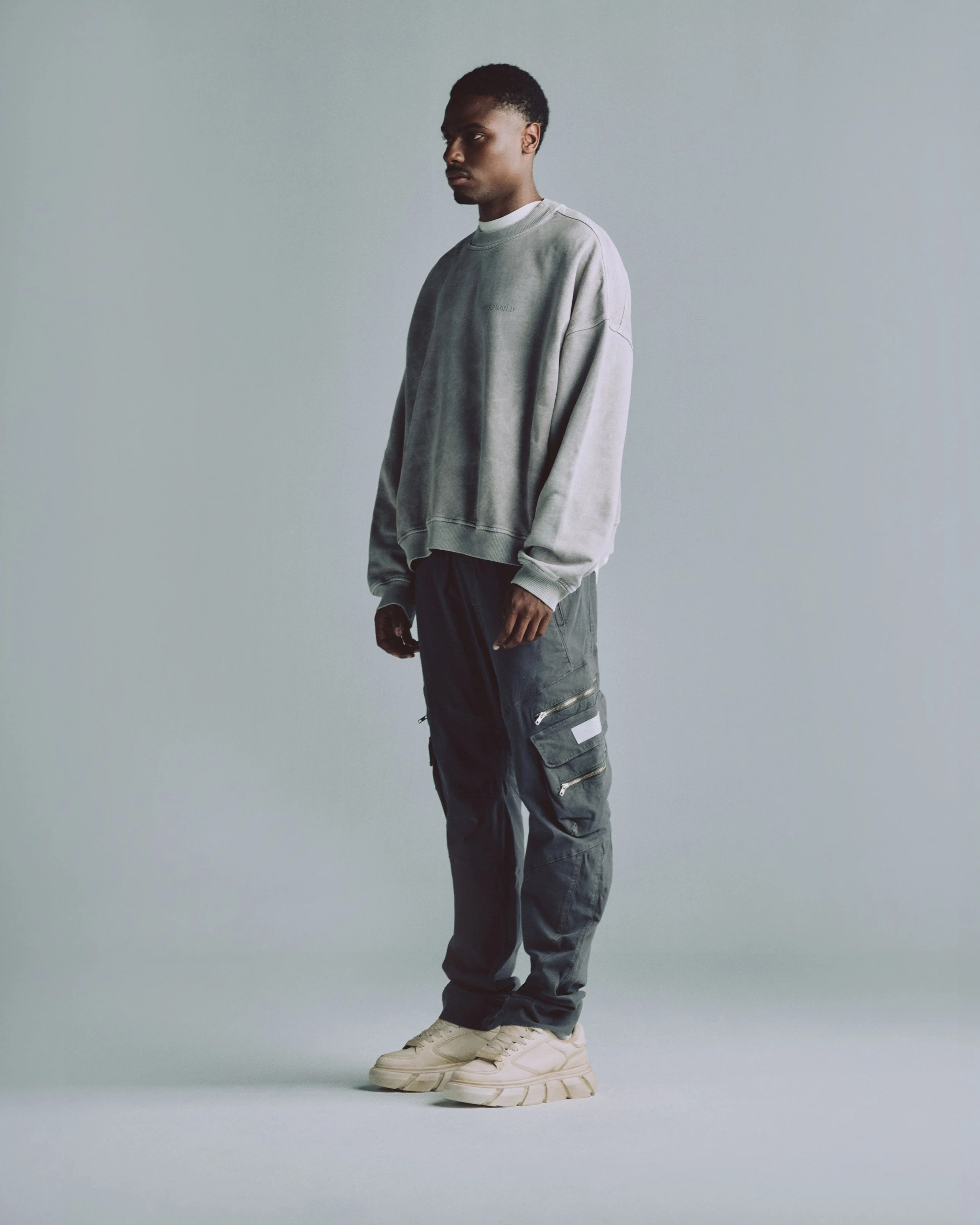 Basics Wide Cargo Pants Silver - Image 5