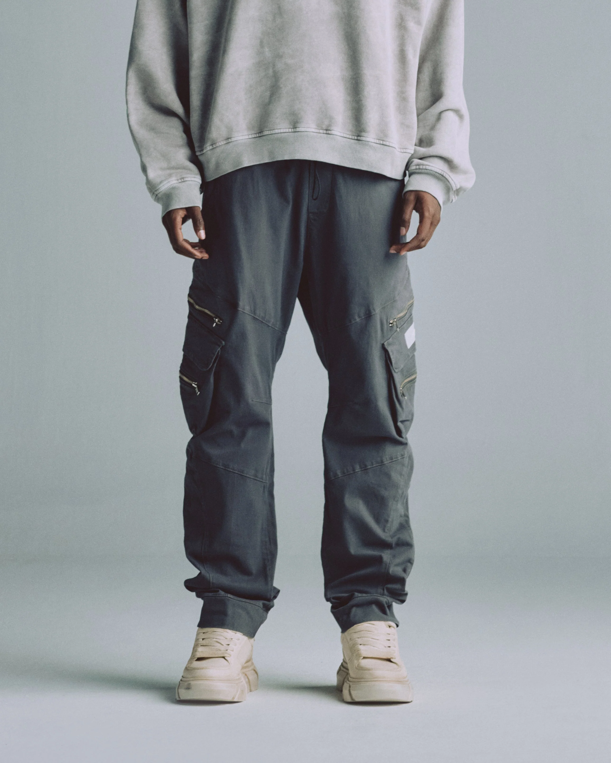 Basics Wide Cargo Pants Silver - Image 8