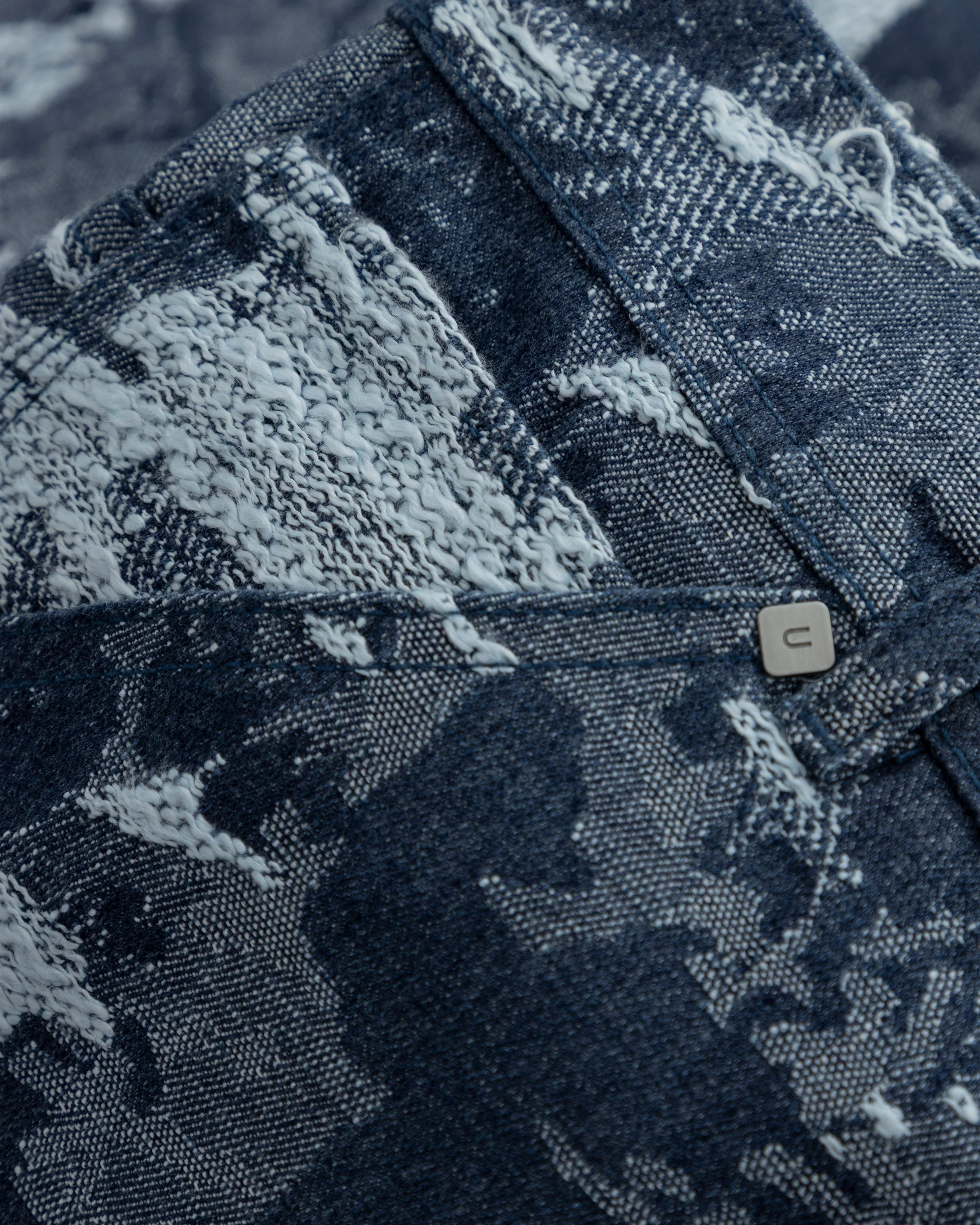 Capsule Basic Jacquard Wide Jeans Cammo Blue - Image 4
