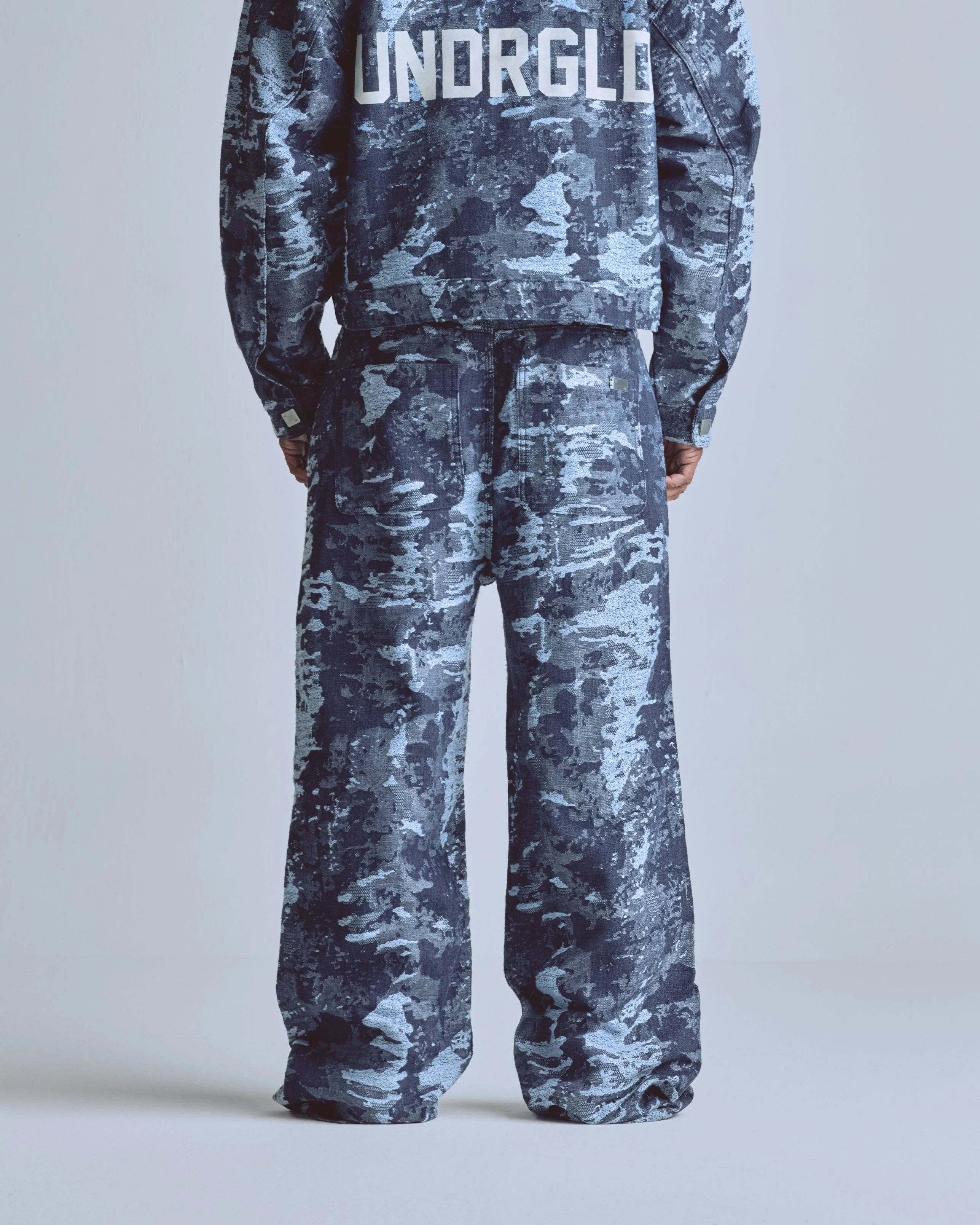 Capsule Basic Jacquard Wide Jeans Cammo Blue - Image 7
