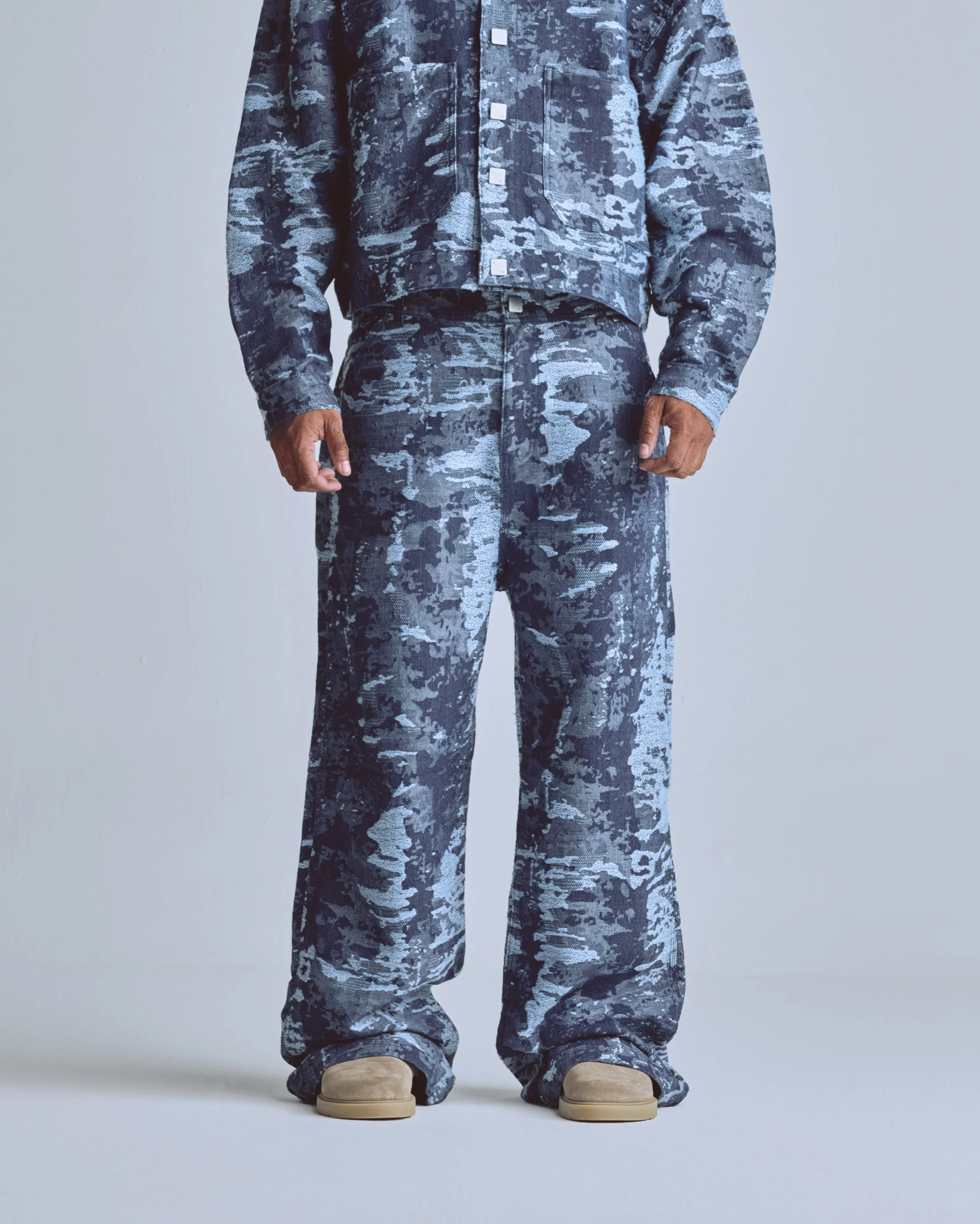 Capsule Basic Jacquard Wide Jeans Cammo Blue - Image 8