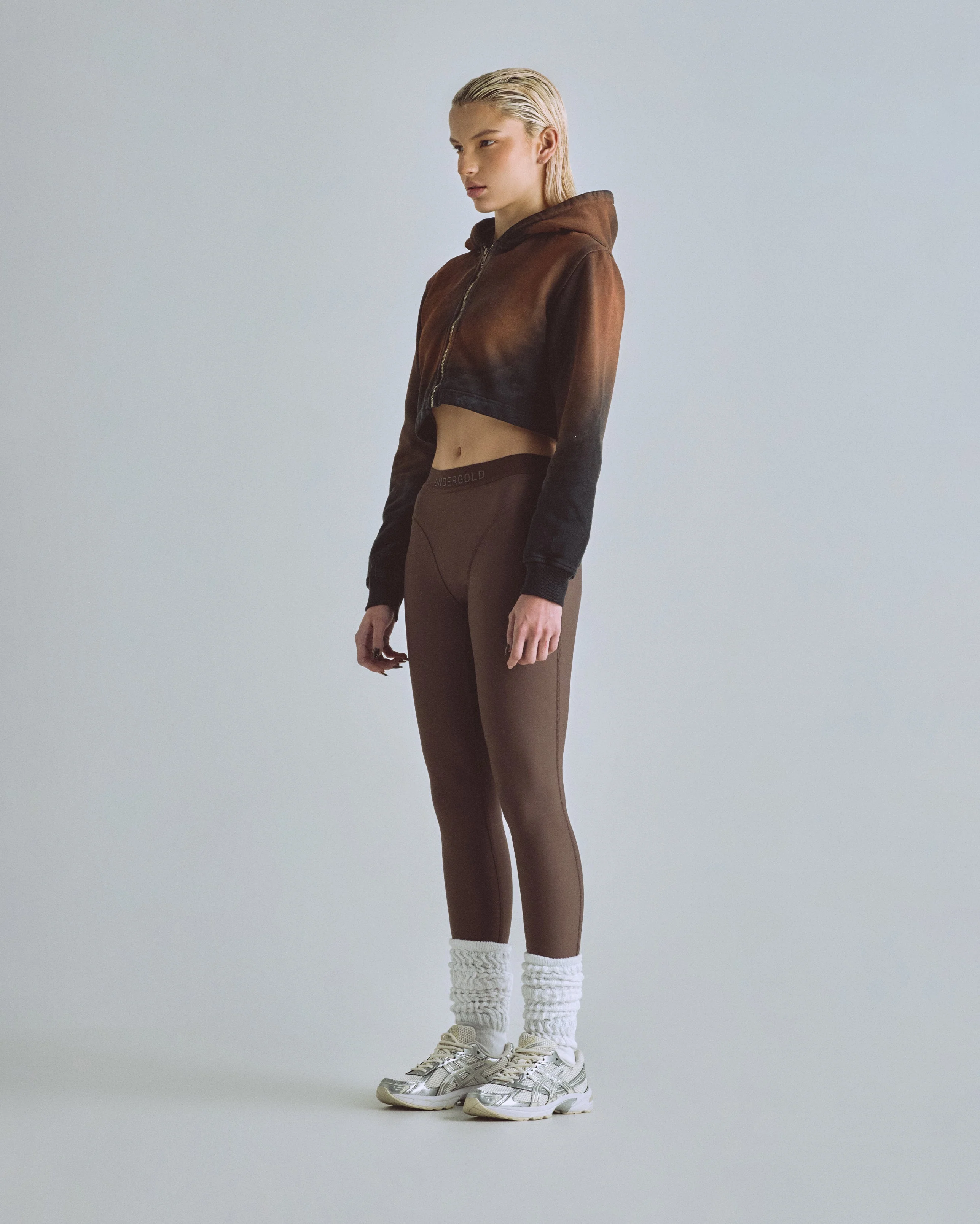 Eternal Tunnel Slim Fit Zip Up Cropped Hoodie Terra - Image 5