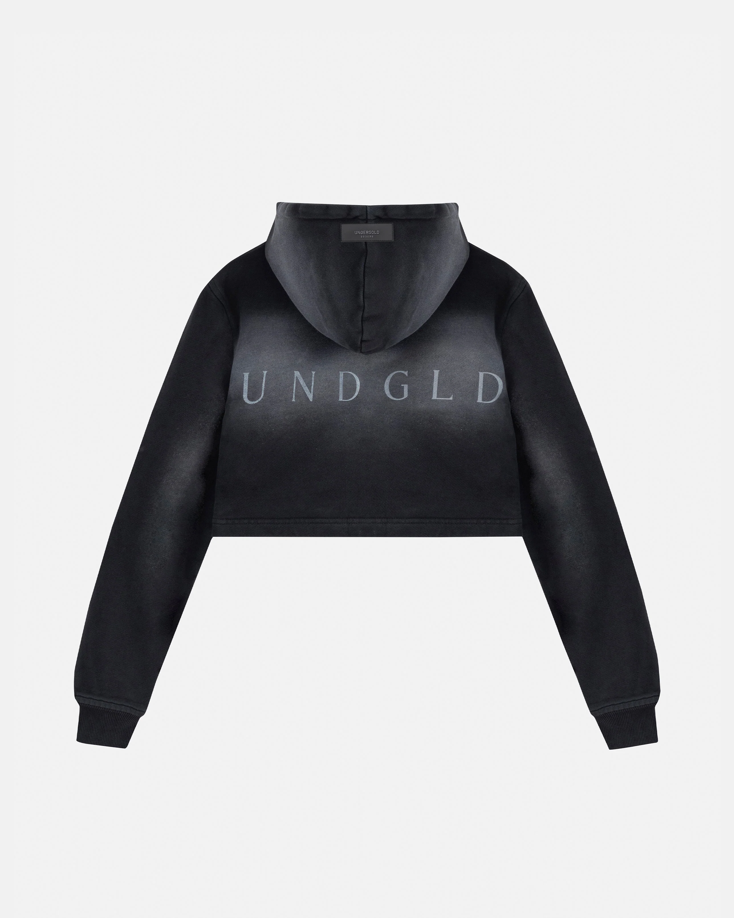 Eternal UNDGLD Slim Fit Zip Up Cropped Hoodie Smoky Black - Image 3
