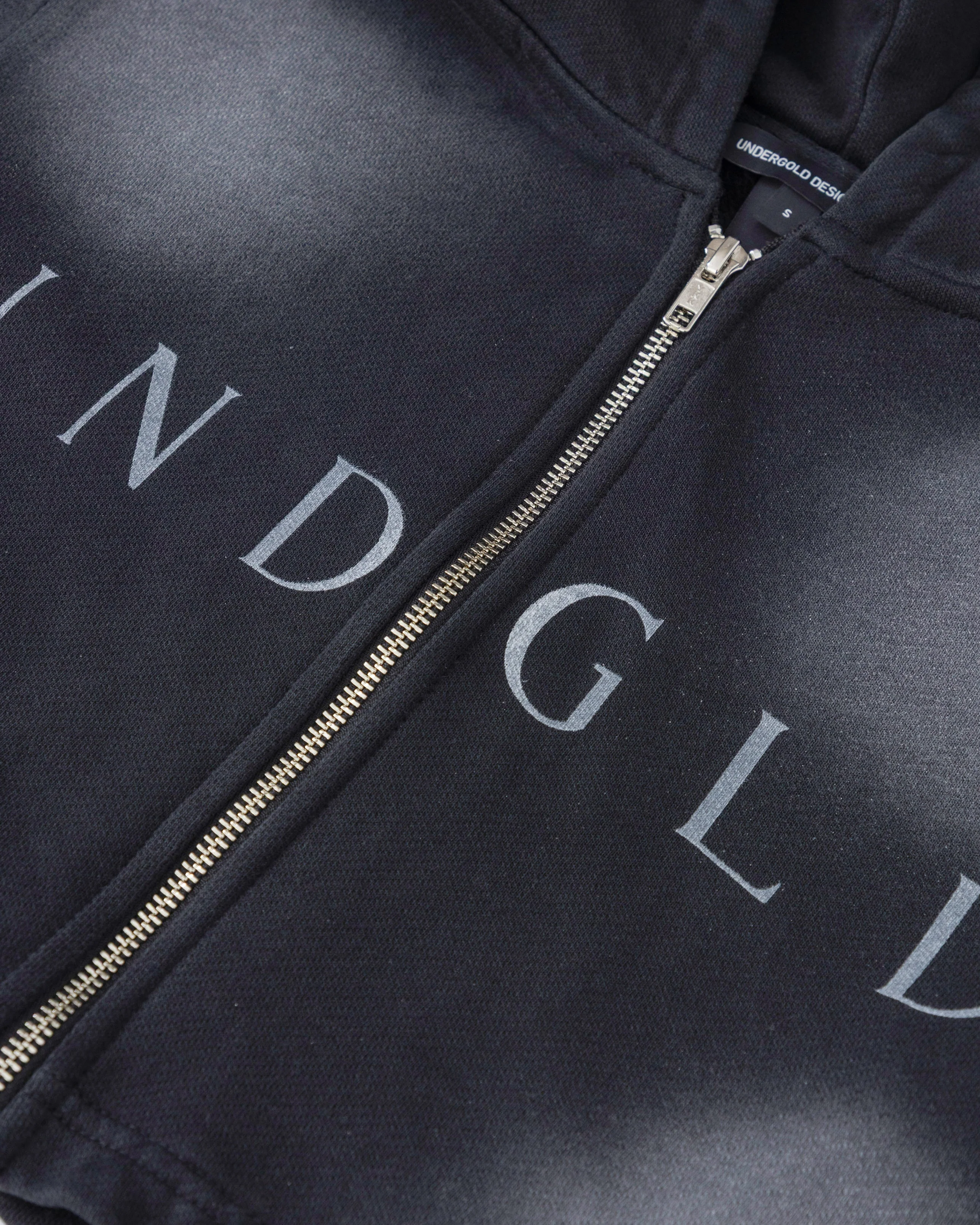 Eternal UNDGLD Slim Fit Zip Up Cropped Hoodie Smoky Black - Image 4