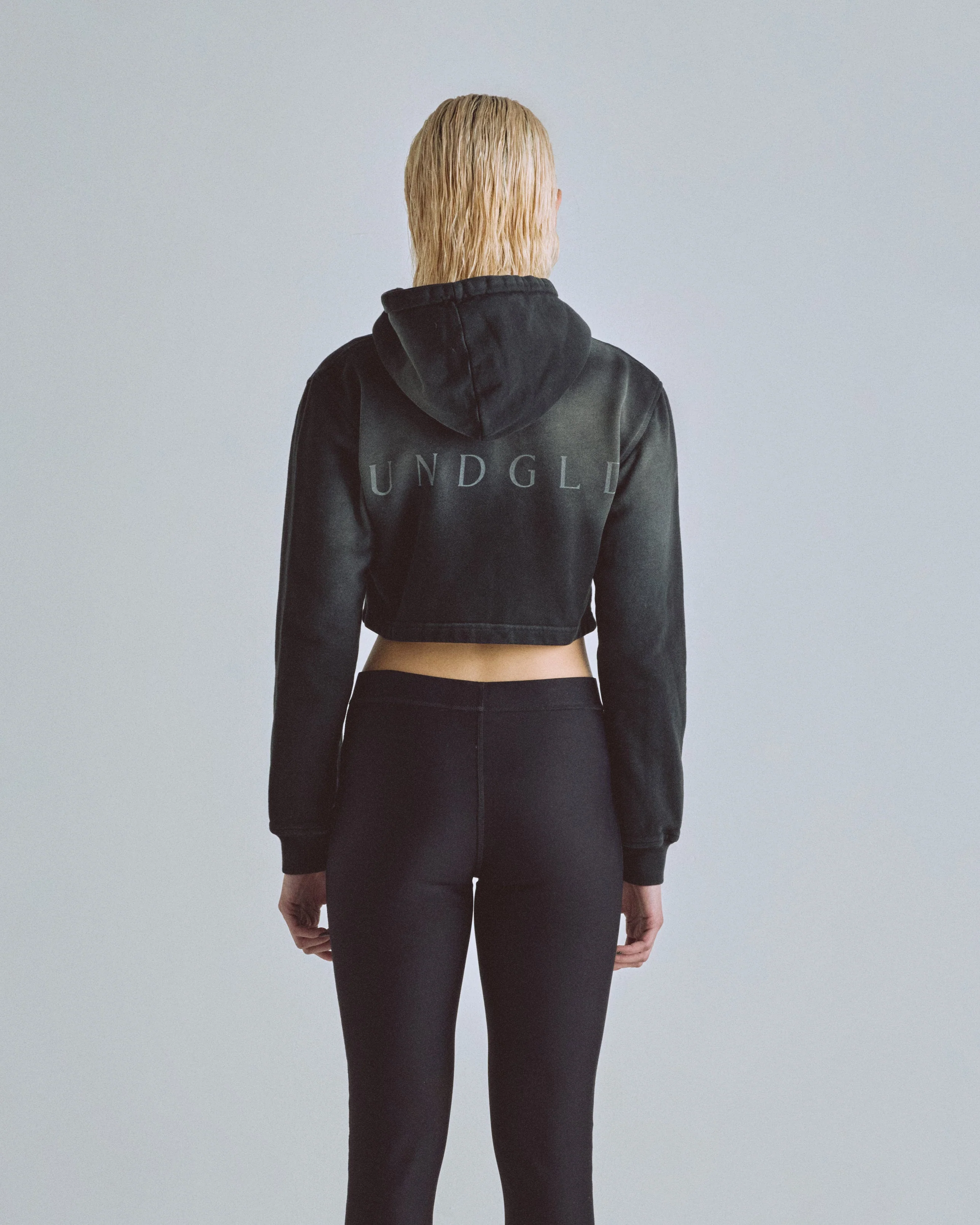 Eternal UNDGLD Slim Fit Zip Up Cropped Hoodie Smoky Black - Image 7