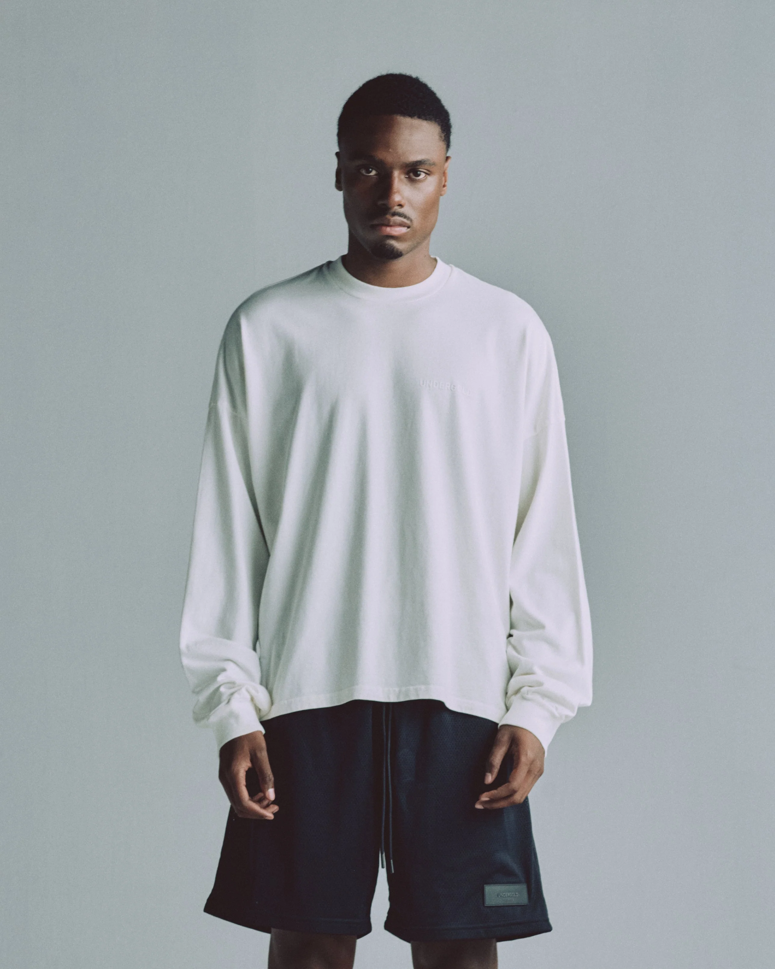 Line Logo Long Sleeve Boxy Tshirt White - Image 8