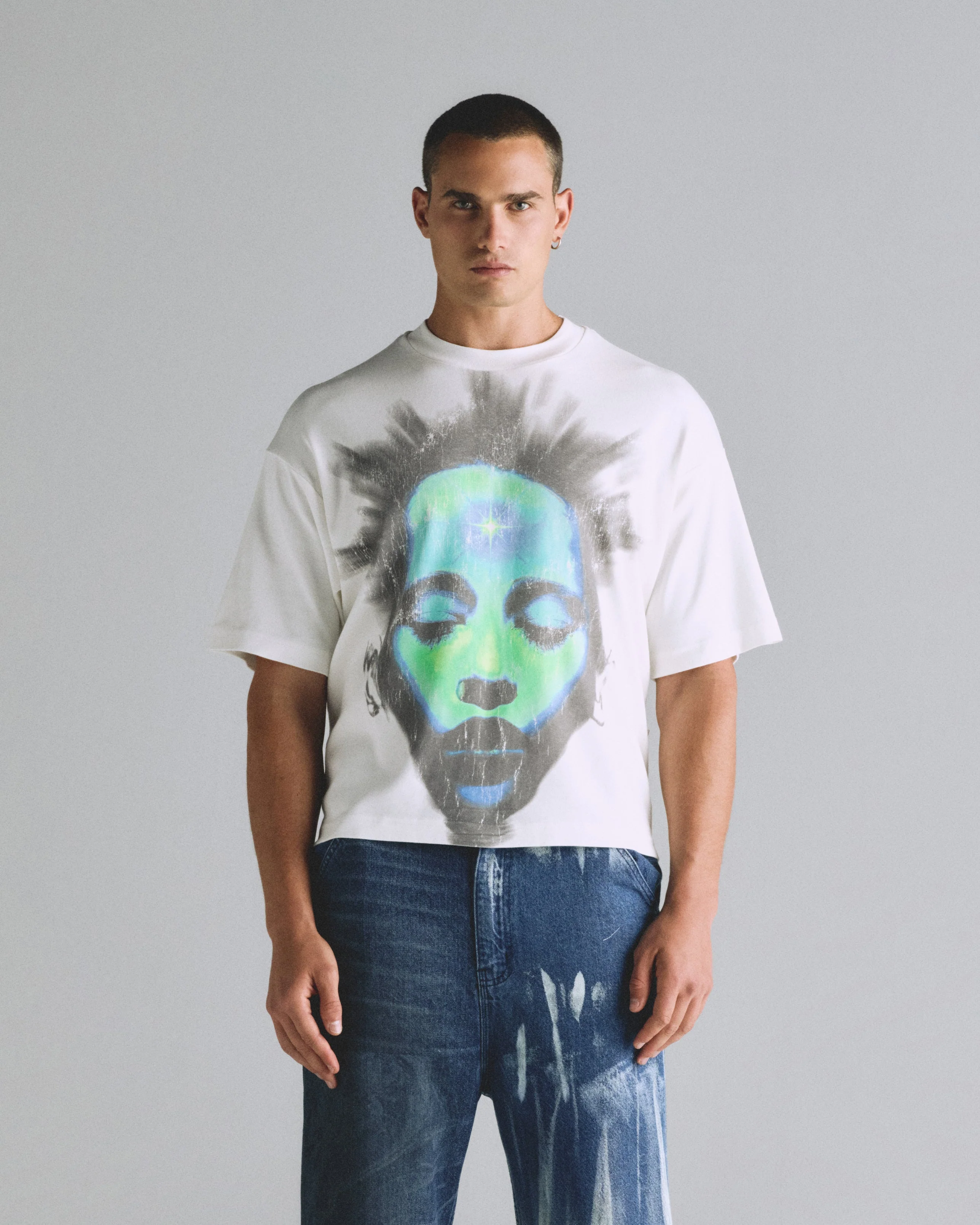 Helios Face Boxy Fit Tshirt White - Image 8