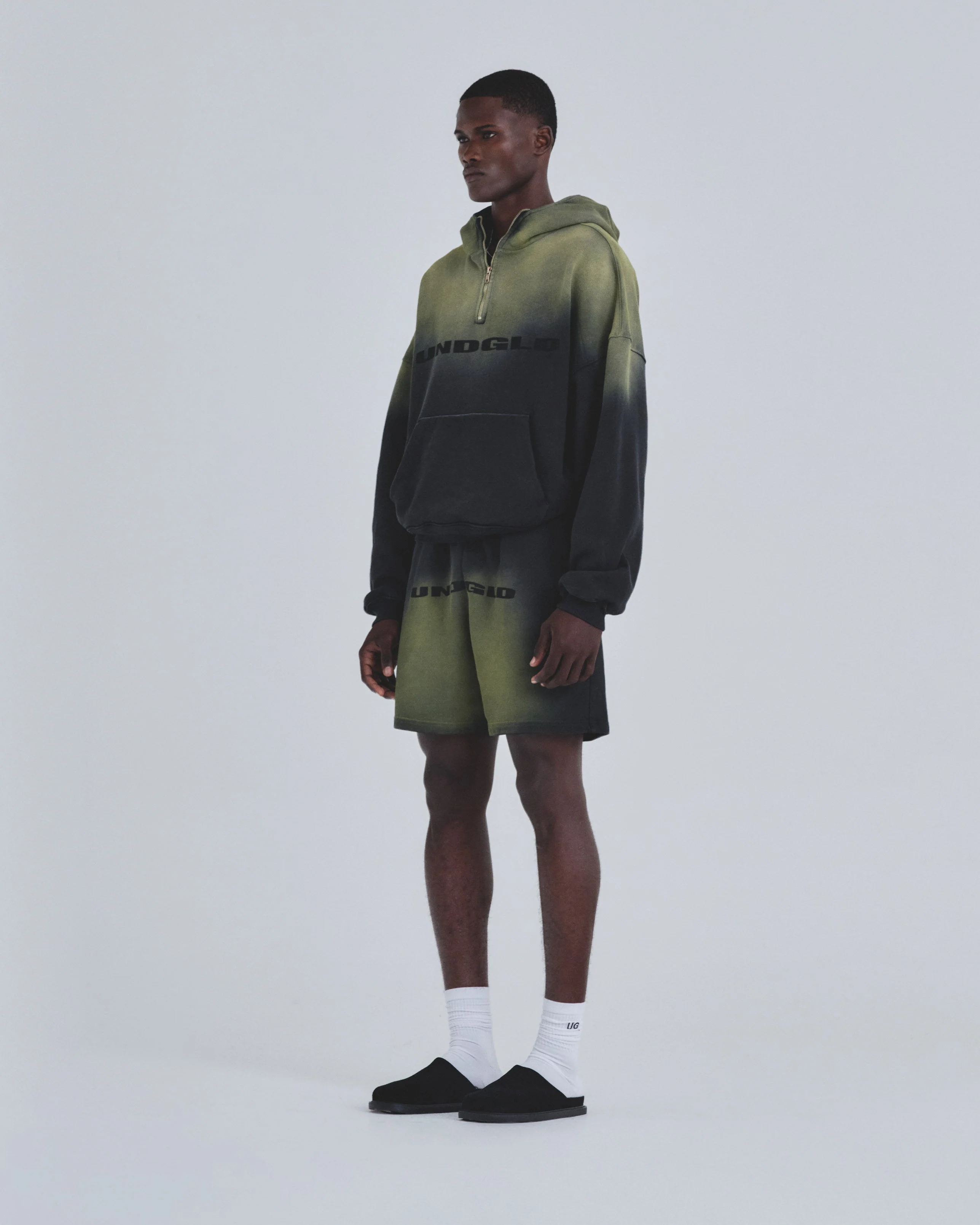 Holy State UNDGLD Half Zip Up Boxy Fit Hoodie Black / Yellow - Image 5