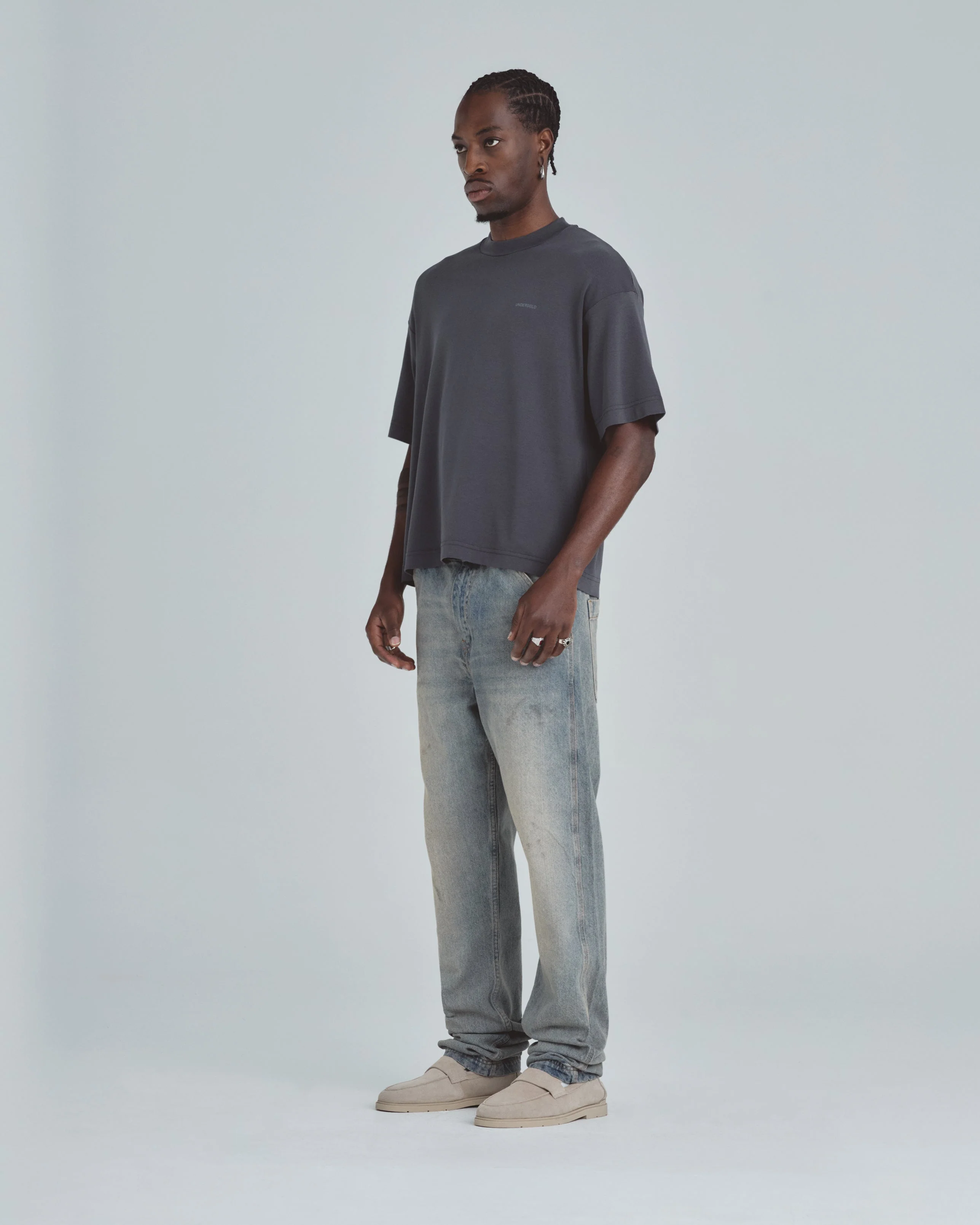 Line Basic Boxy Fit Tshirt Dark Gray - Image 5