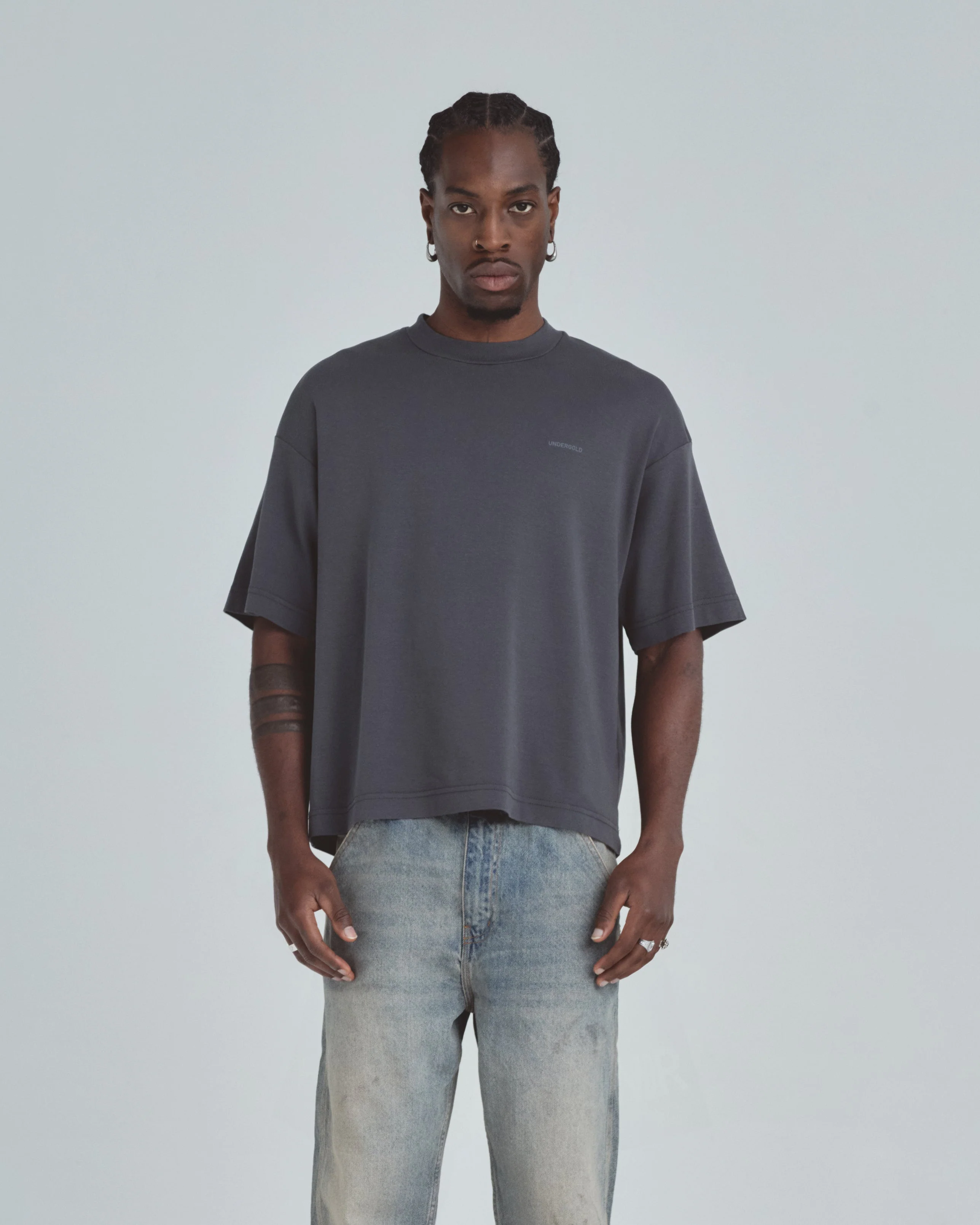 Line Basic Boxy Fit Tshirt Dark Gray - Image 8