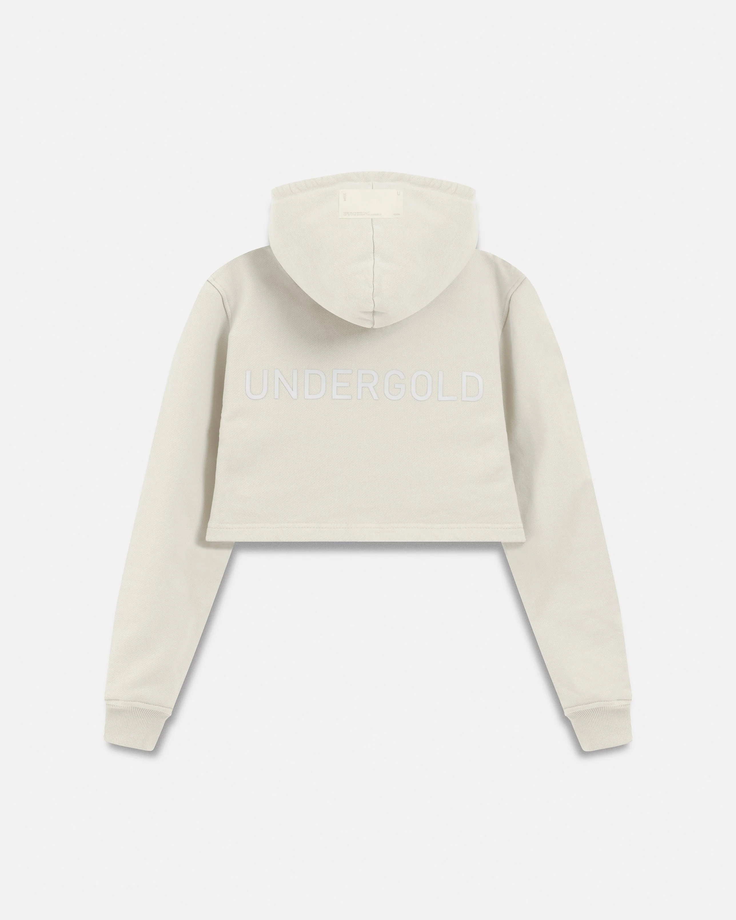 Line Basic Slim Fit Zip Up Cropped Hoodie White - Image 3