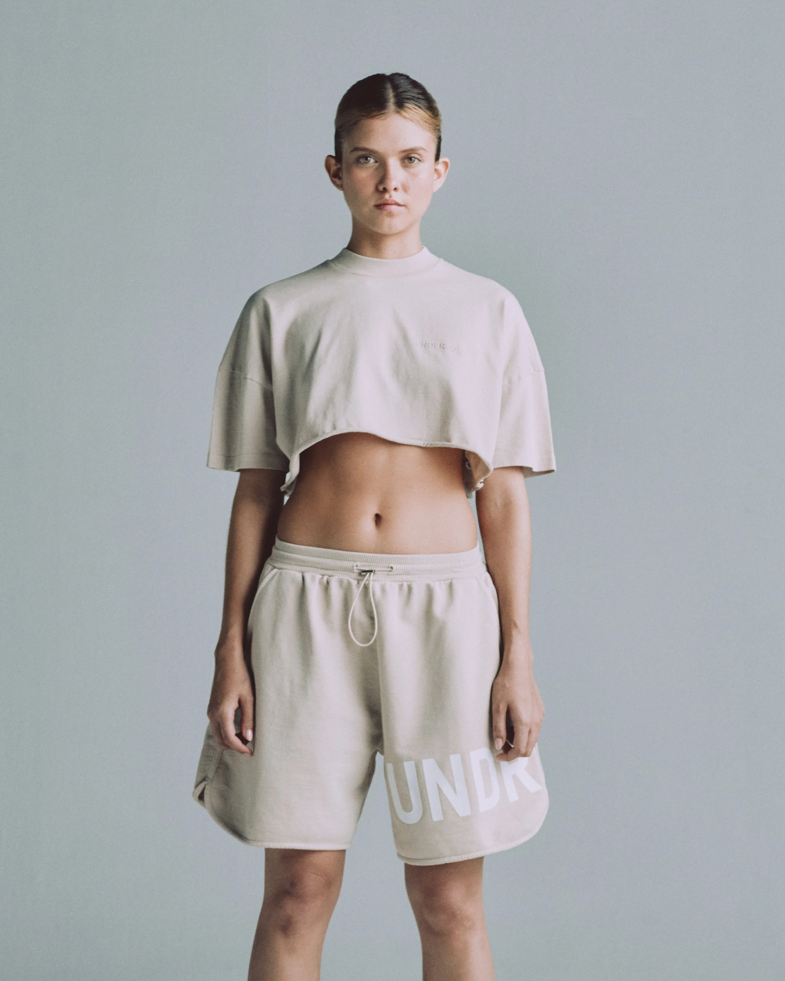 Line Logo Crop Top Cream - Image 6