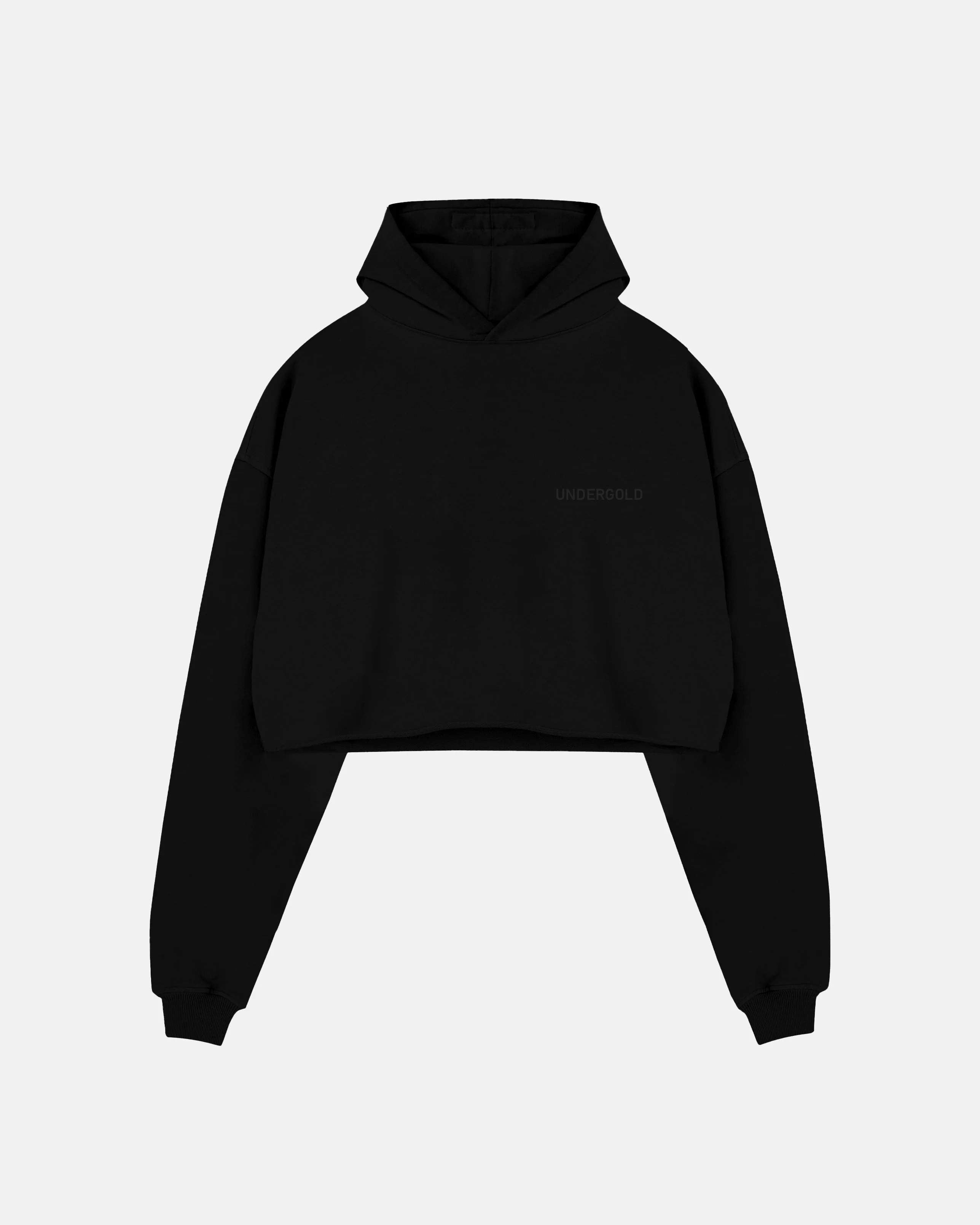 Line Logo Cropped Hoodie Black - Image 3