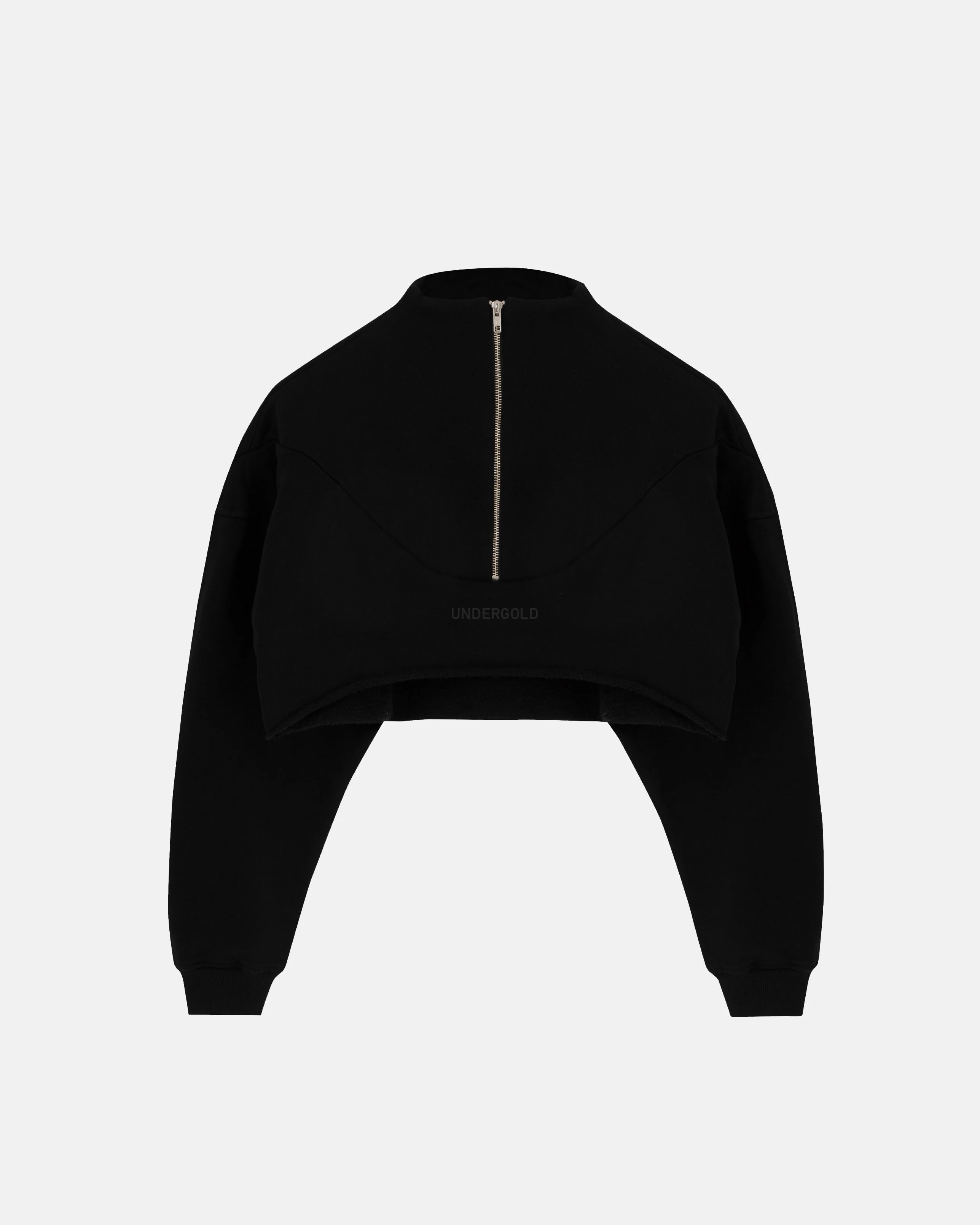 Line Logo Cropped Zip up Crewneck Black - Image 3