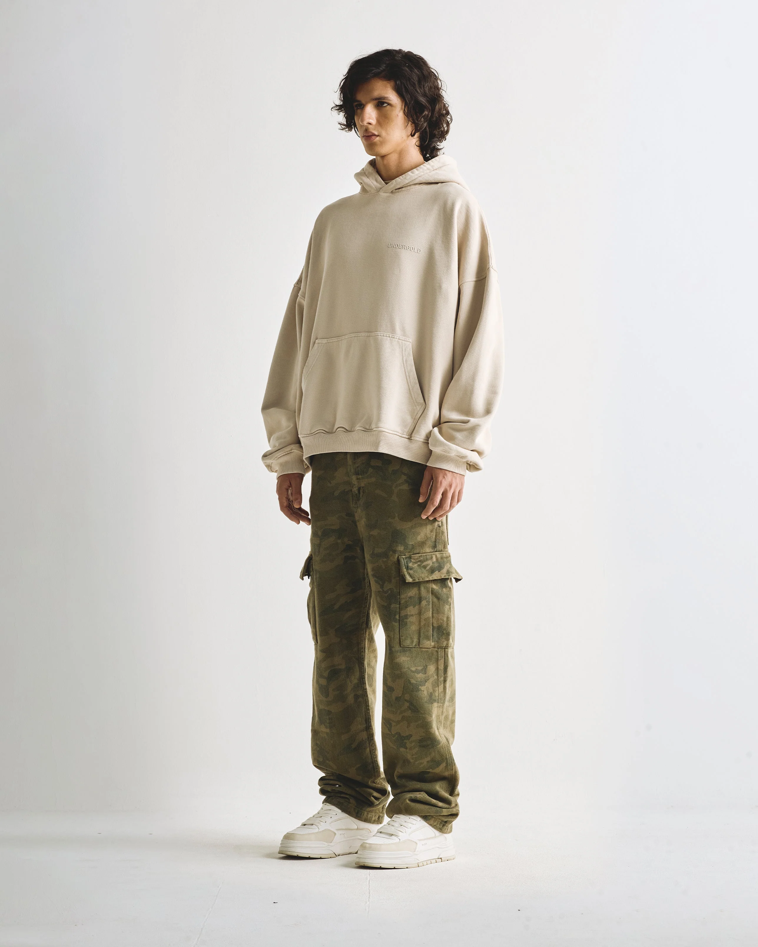 Line Logo Hoodie Cream - Image 4