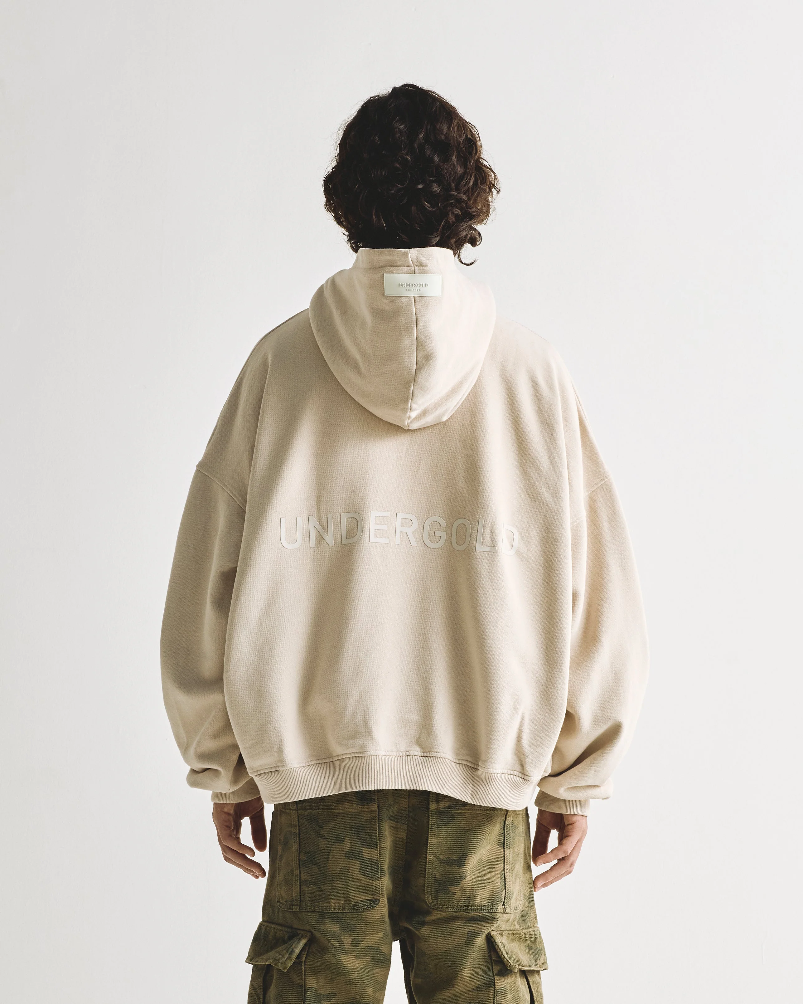 Line Logo Hoodie Cream - Image 5
