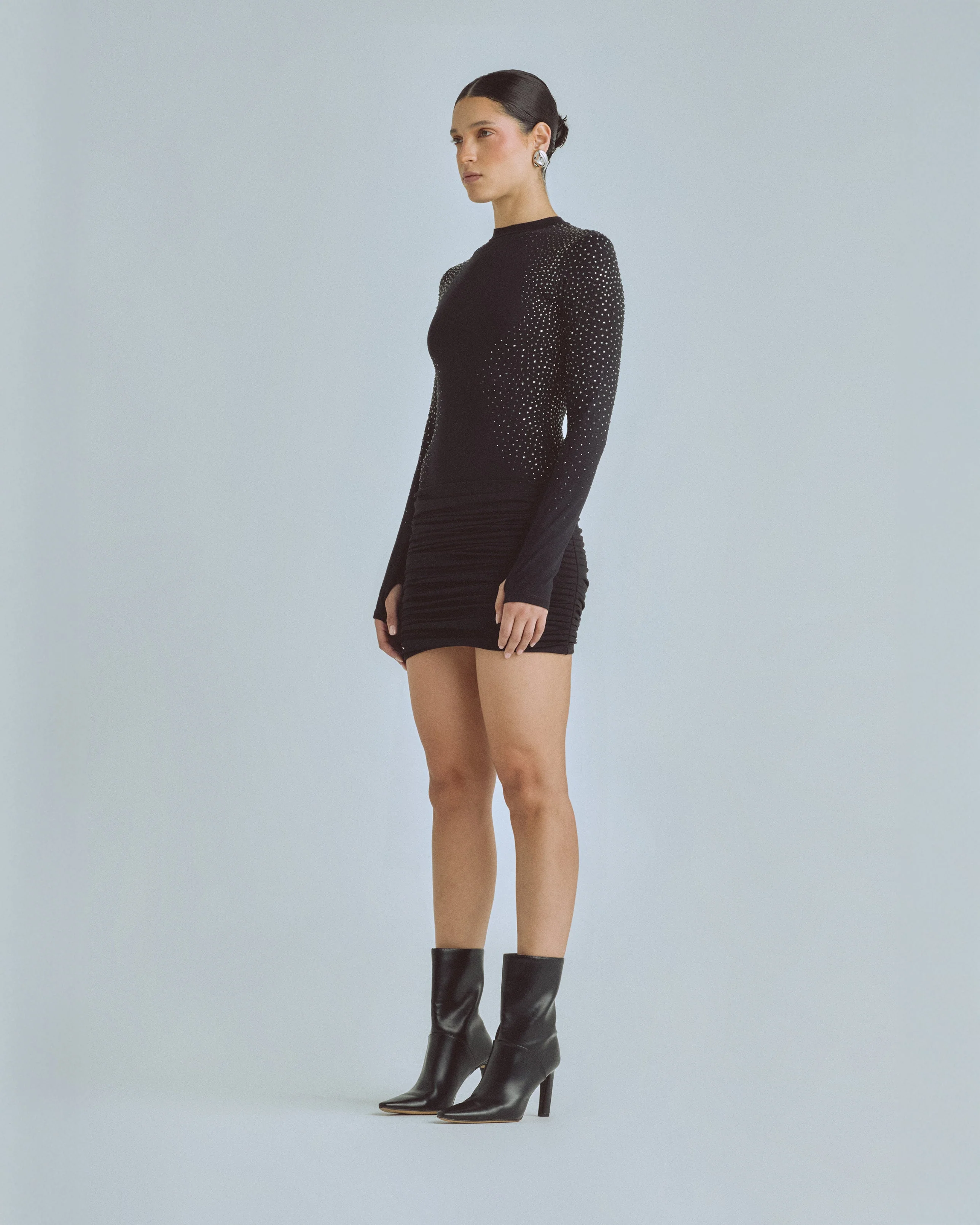 Santa Union Draped Dress Black - Image 5