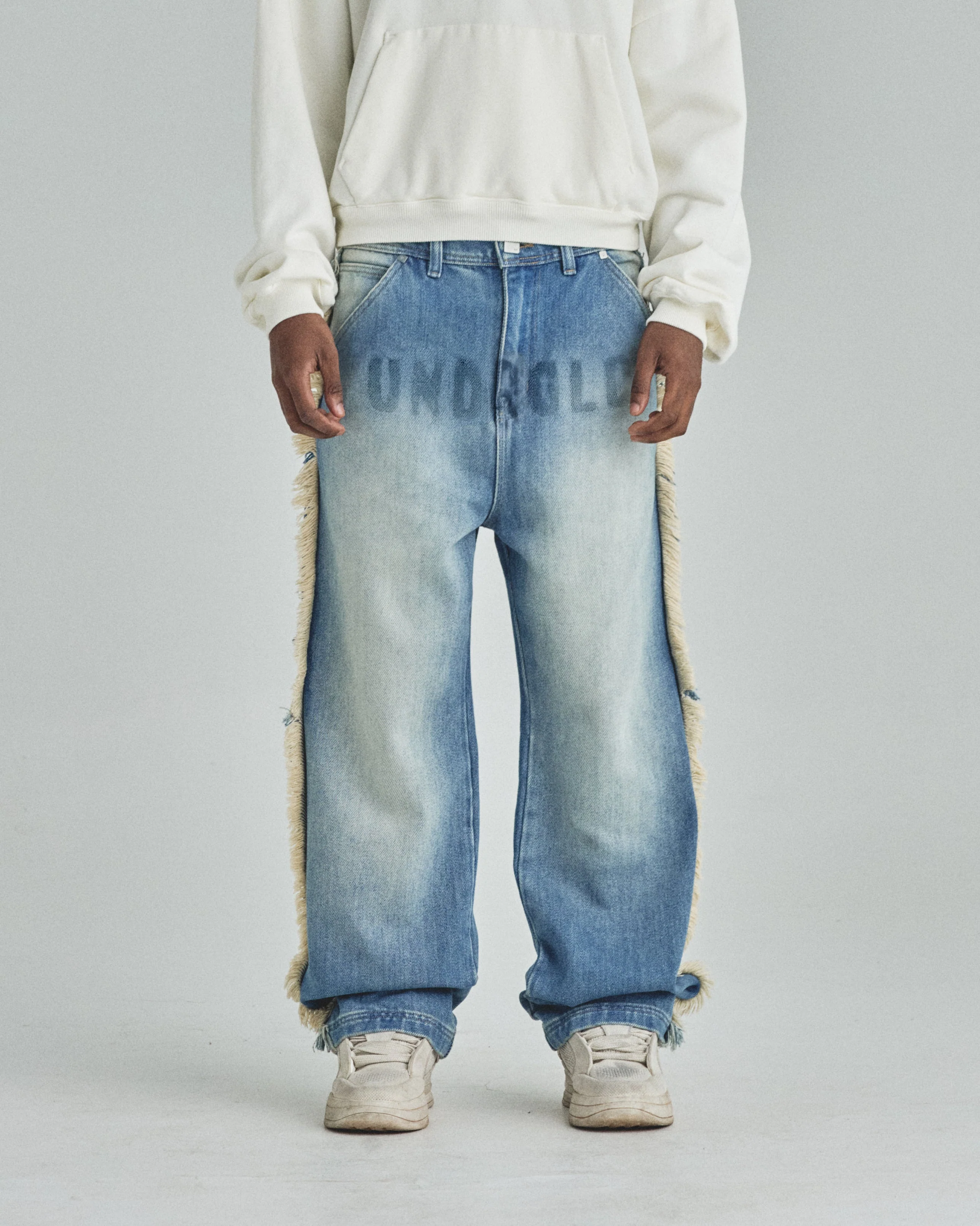 Spring UNDRGLD Frayed Wide Jeans Blue - Image 2