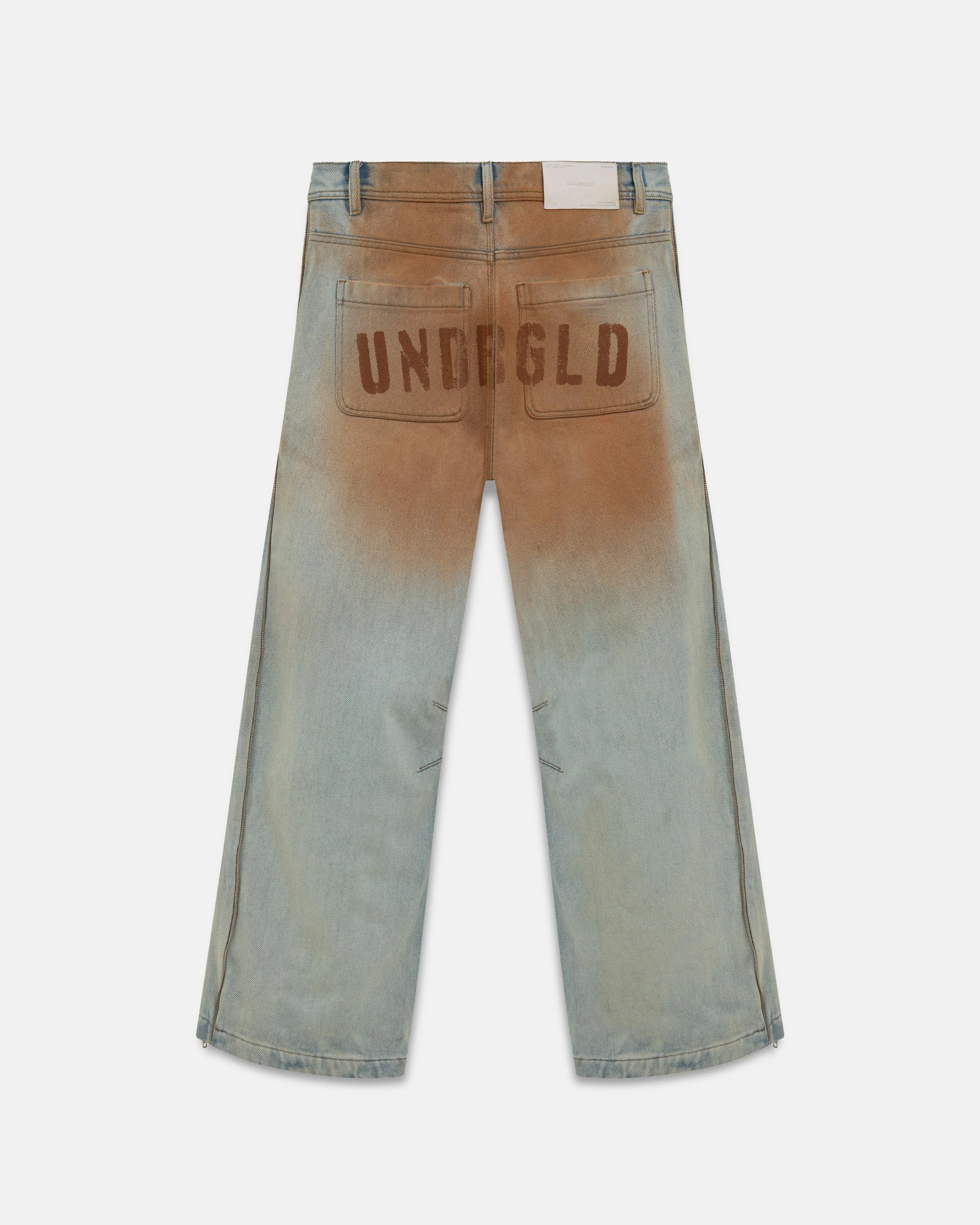 Spring UNDRGLD Zip Up Wide Jeans Brown - Image 3