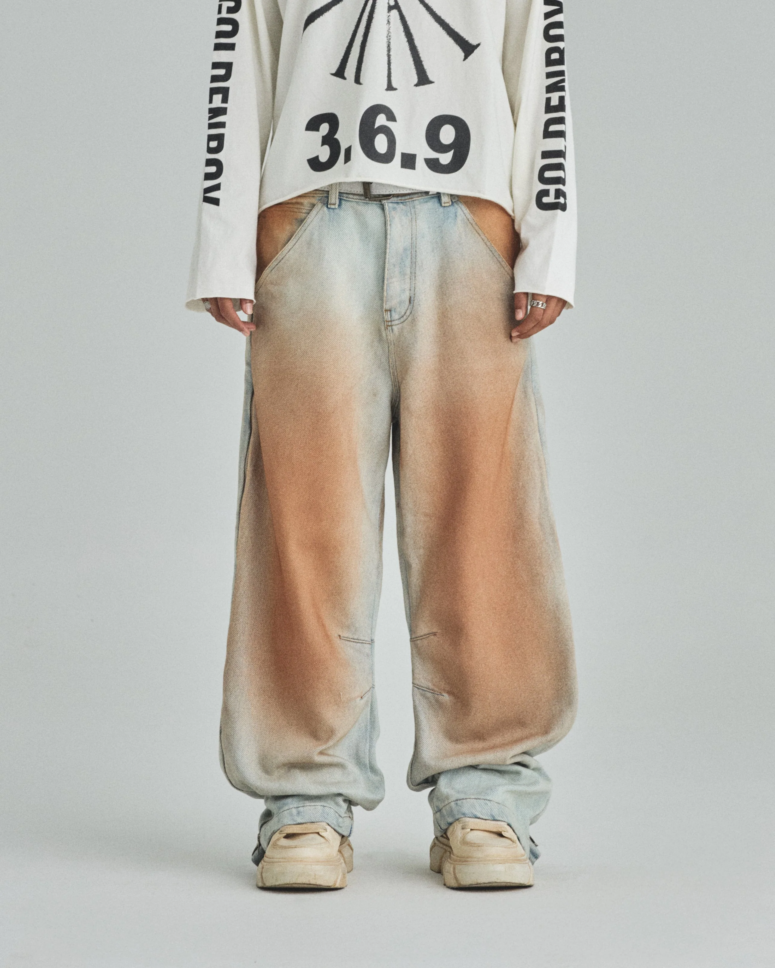 Spring UNDRGLD Zip Up Wide Jeans Brown - Image 8