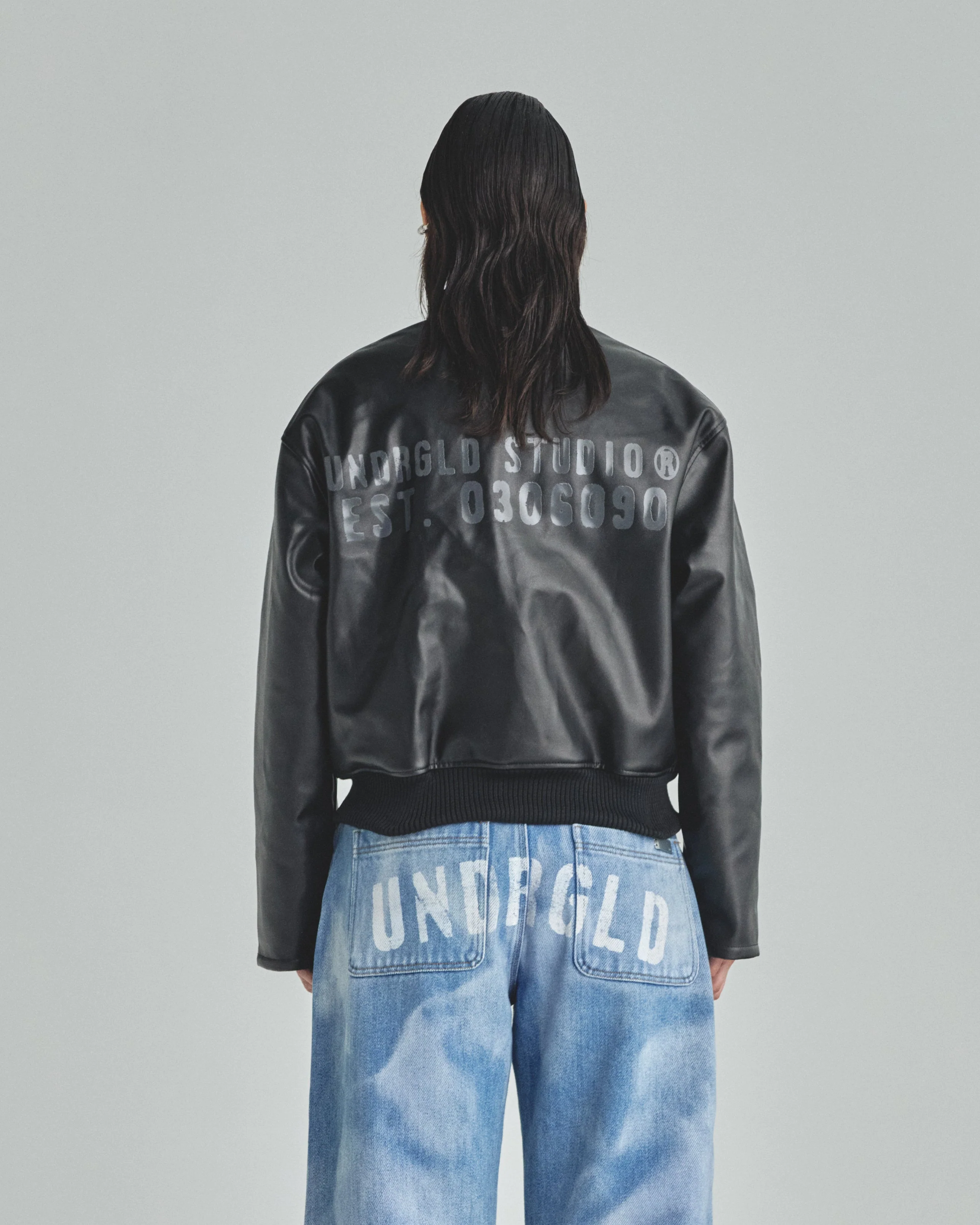Spring Worn Logo Biker Jacket Black - Image 10