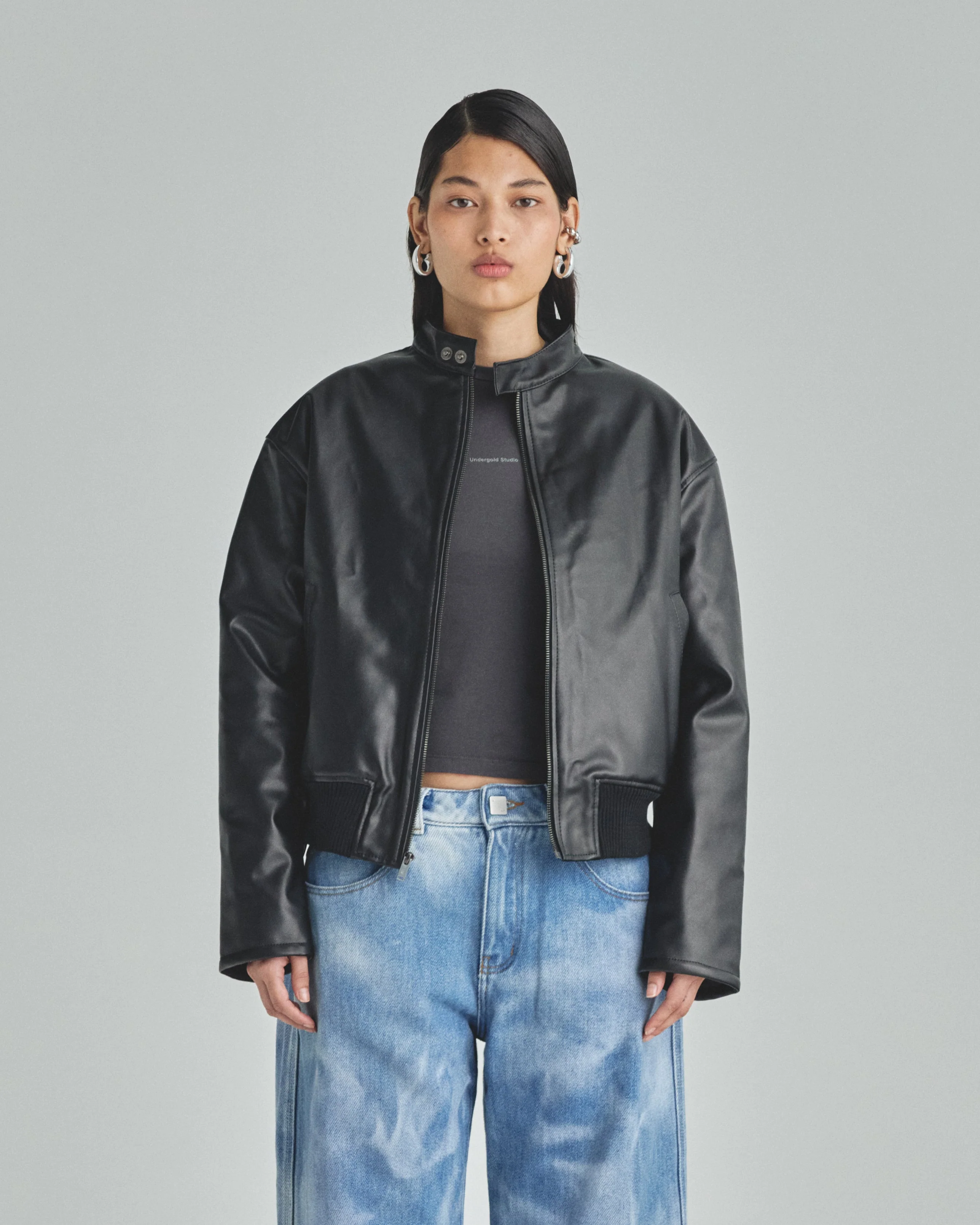 Spring Worn Logo Biker Jacket Black - Image 11