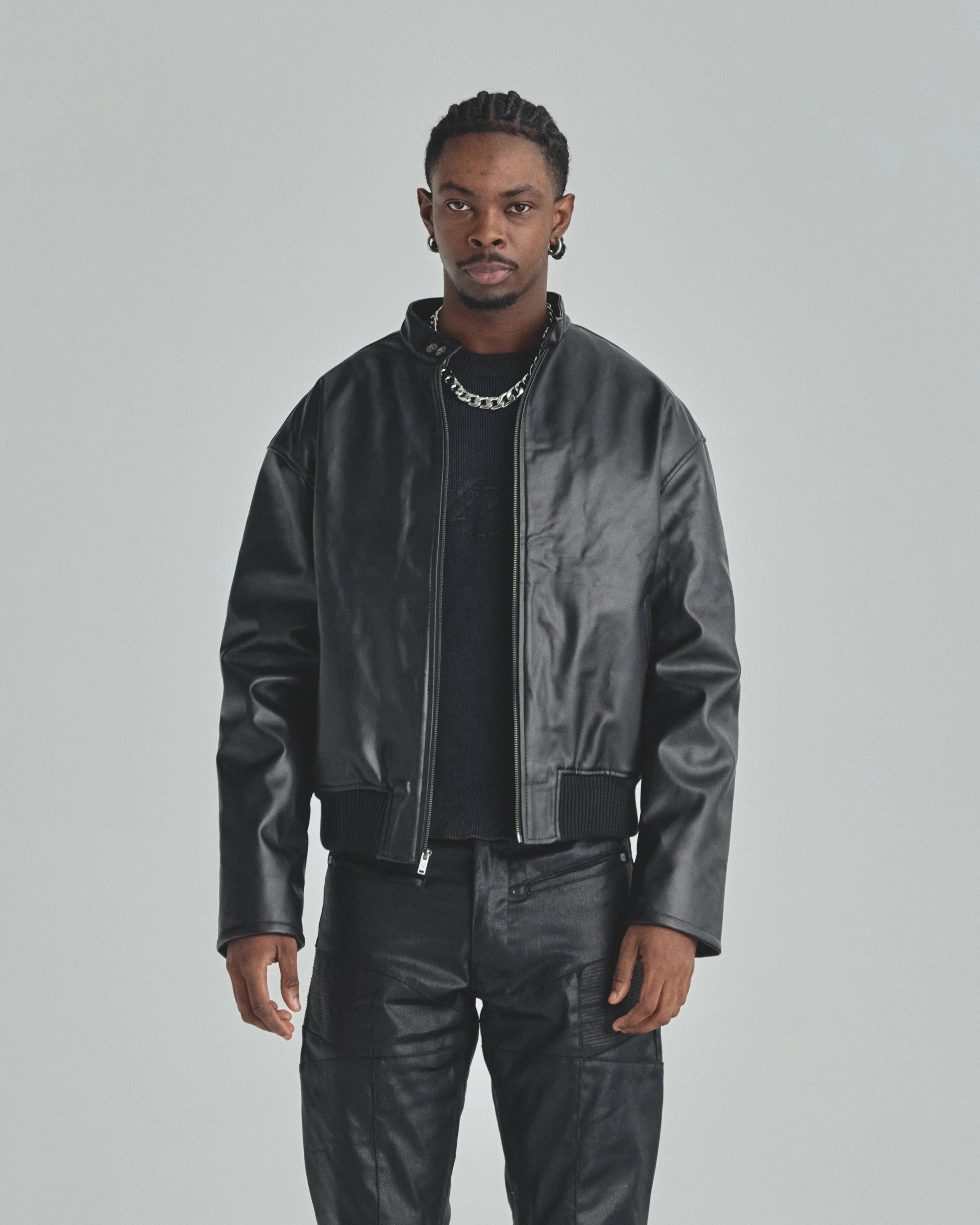 Spring Worn Logo Biker Jacket Black - Image 2