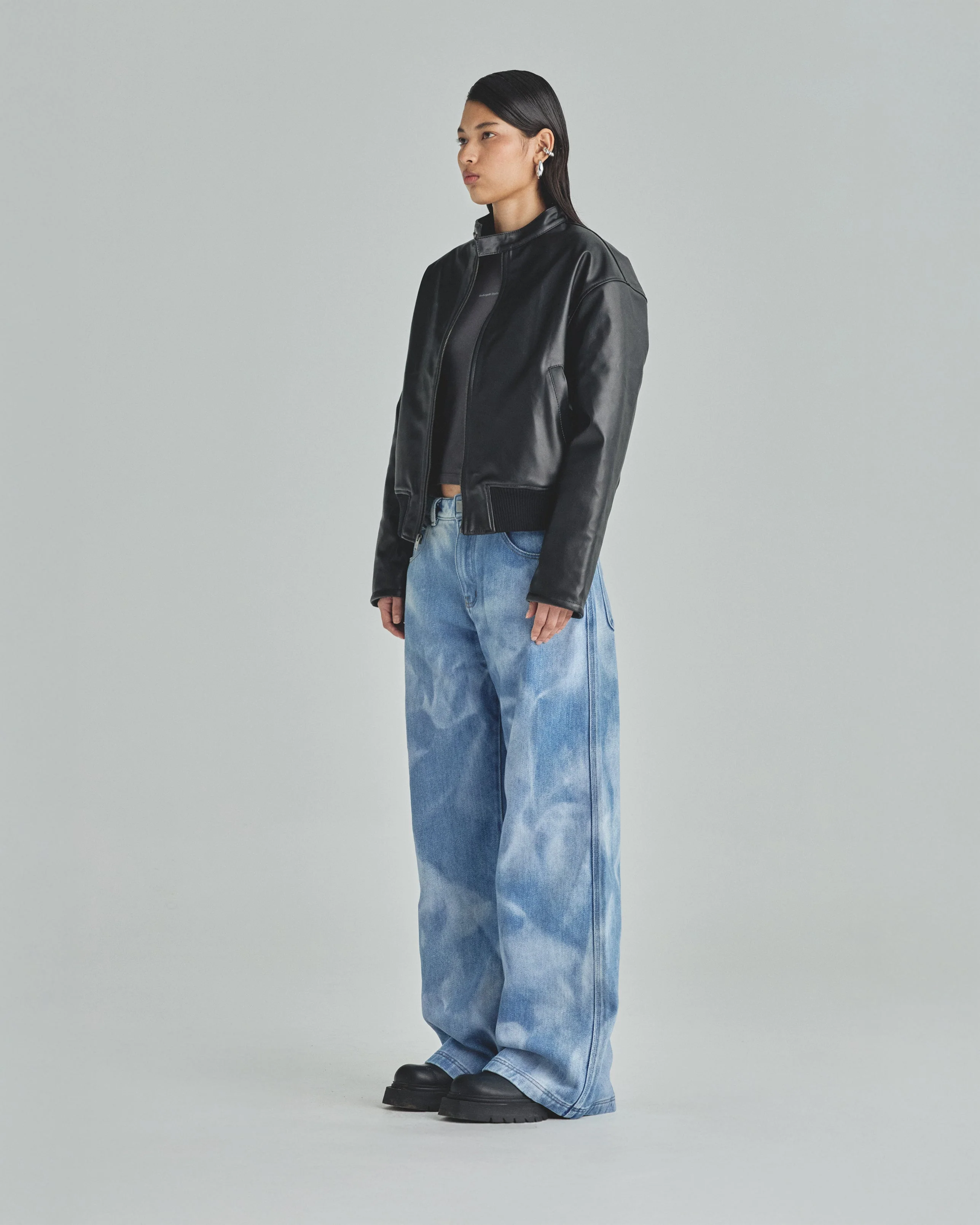 Spring Worn Logo Biker Jacket Black - Image 6