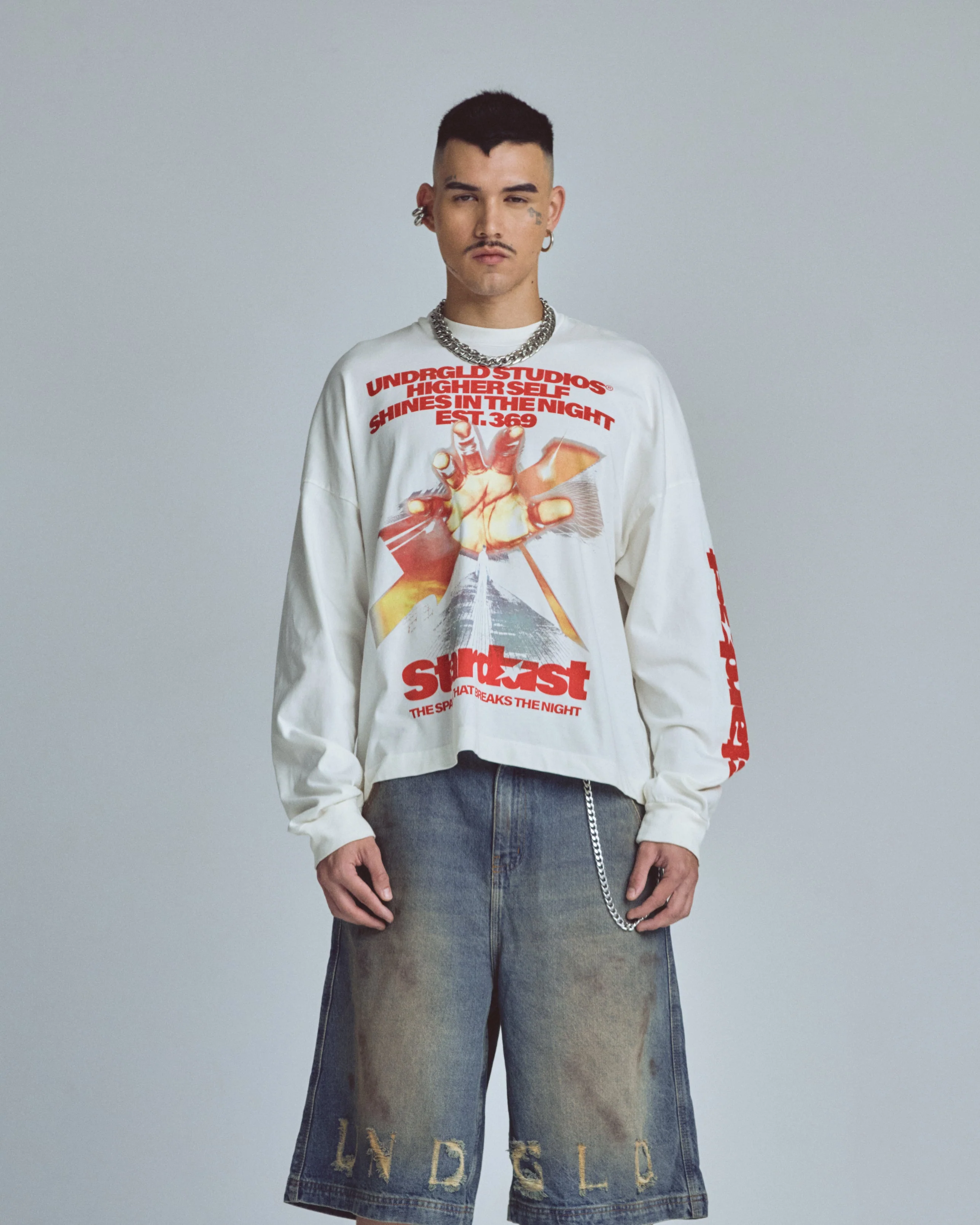 Stardust Rush Boxy Fit Long Sleeve Tshirt White - Image 2