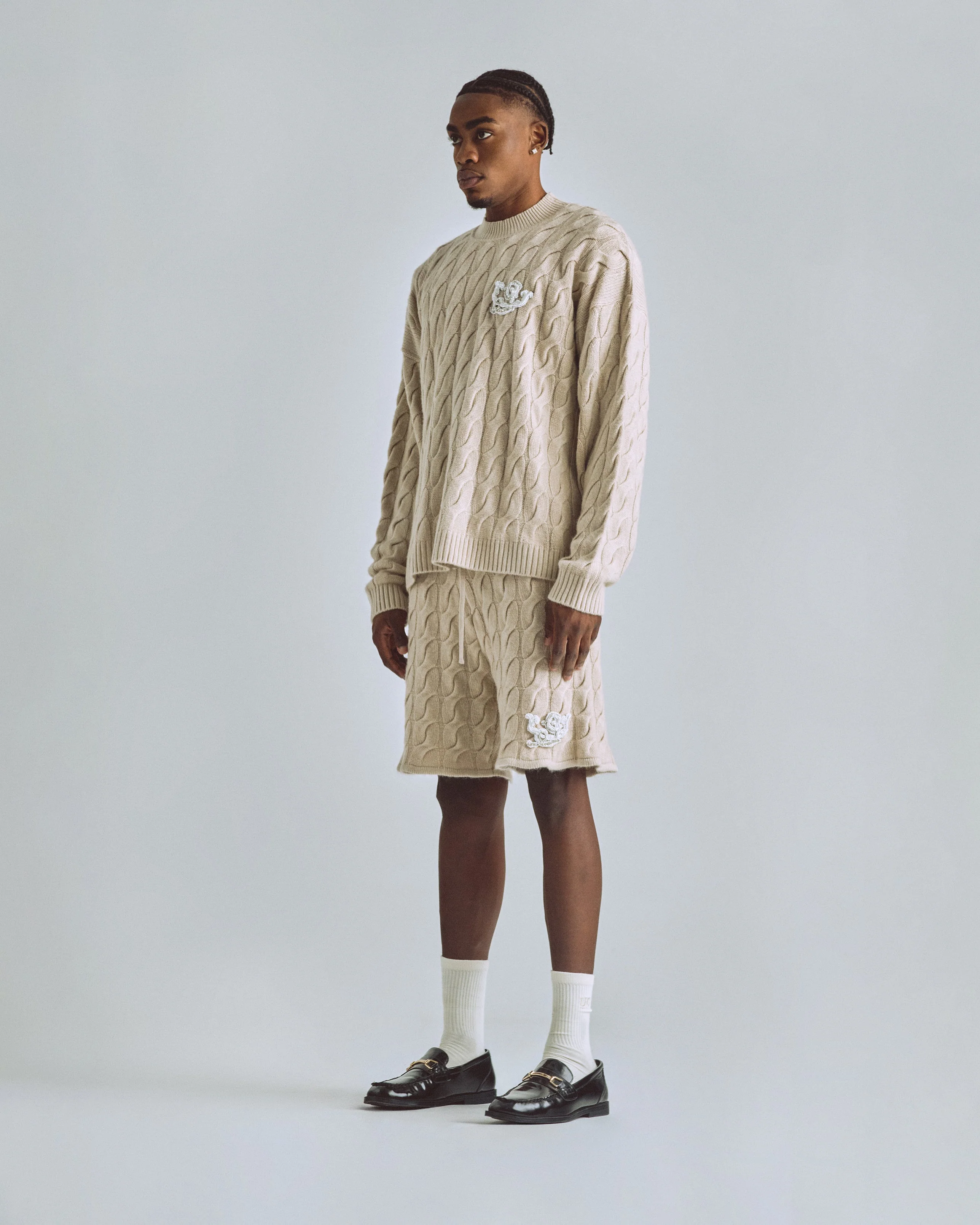 The Path Monogram Cable Knit Short Cream - Image 5